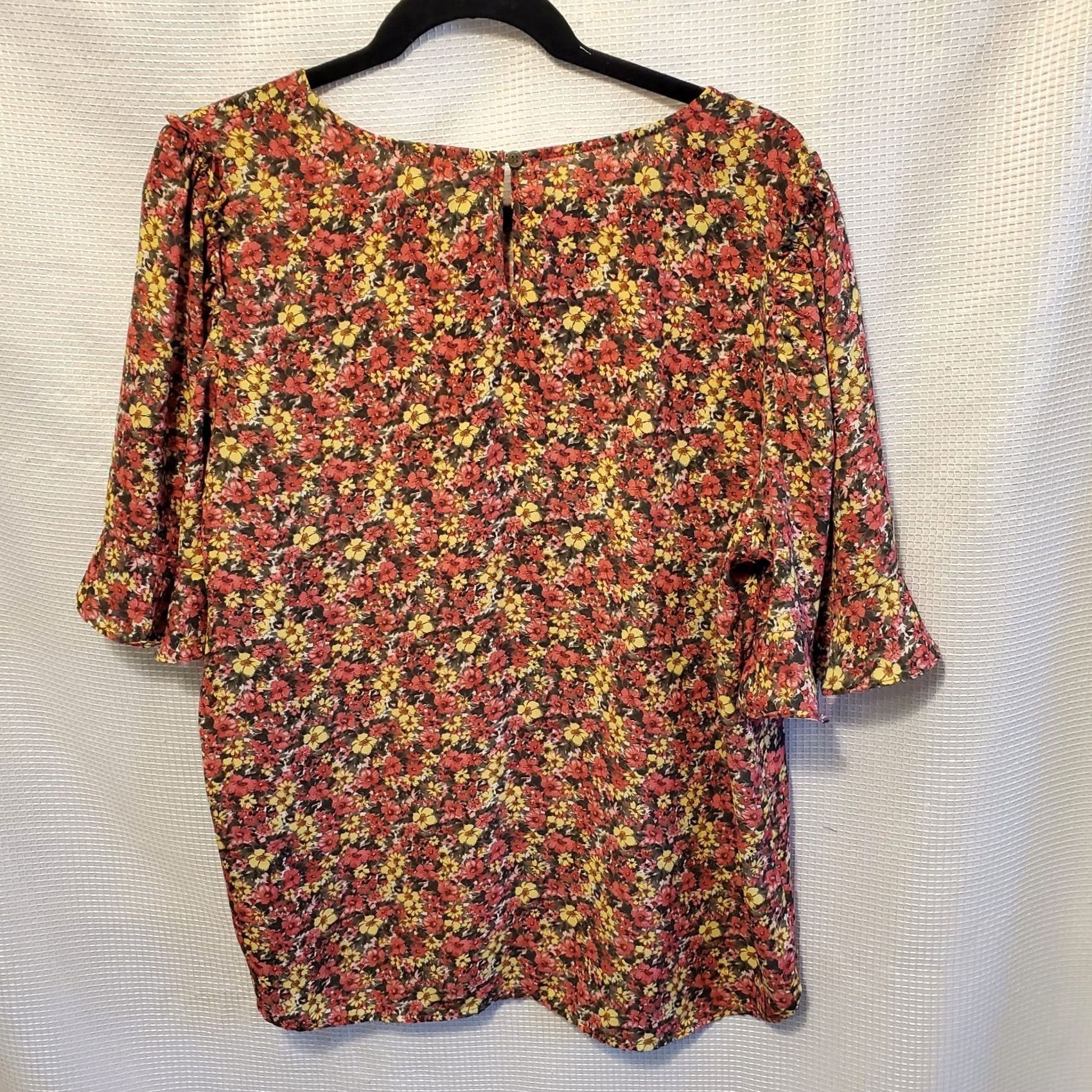 Anthropologie Anthropologie Pleione Blouse Womens XL Pink Rayon Short Ruffle Sleeve Size XL / US 12-14 / IT 48-50 - 6 Thumbnail