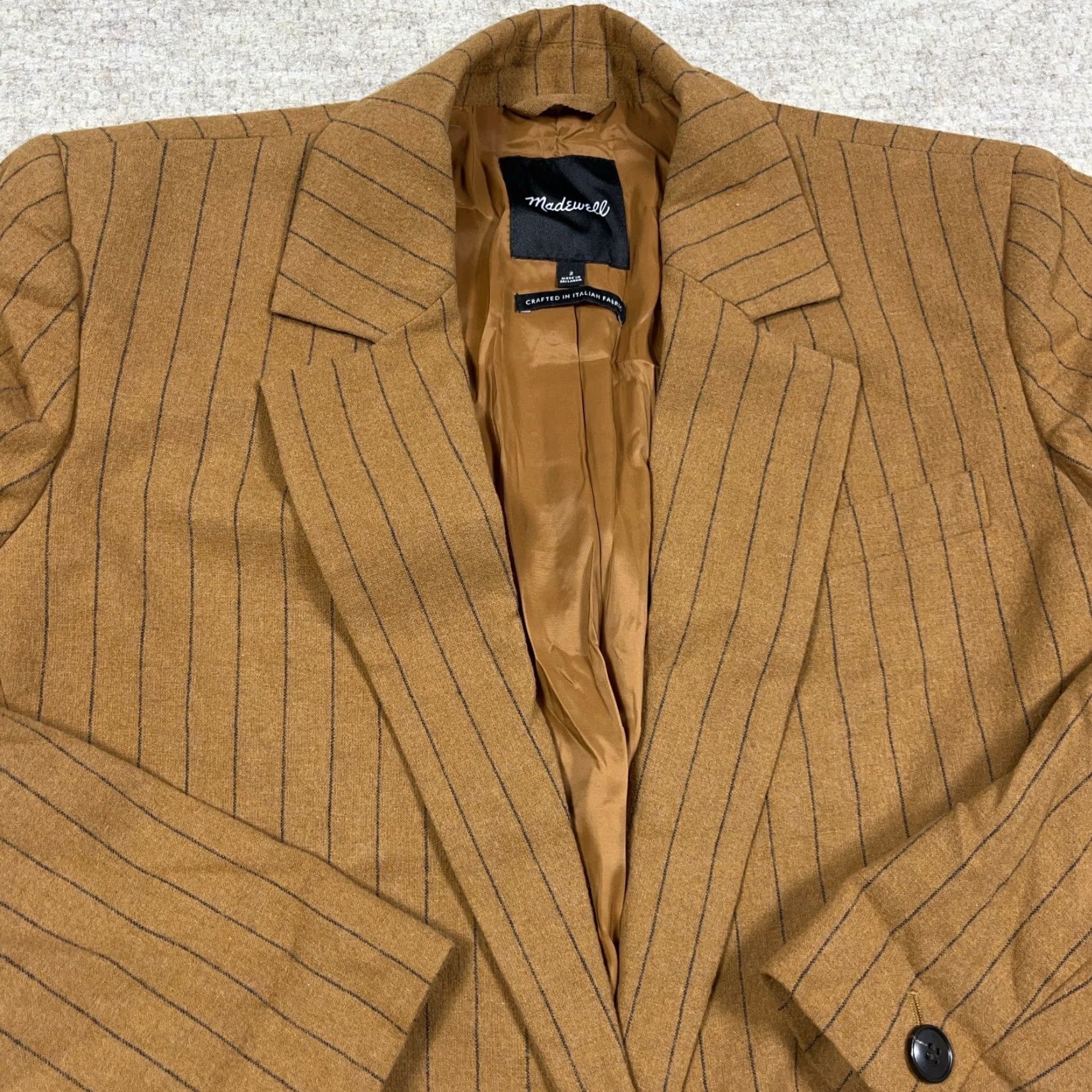 Madewell Madewell Blazer Women Size 2 Wool Brown Plaid Button Front Jacket Coat Unlined Knit Basic 90s Retro Professionals Mens Womens Size XS / US 0-2 / IT 36-38 - 7 Thumbnail
