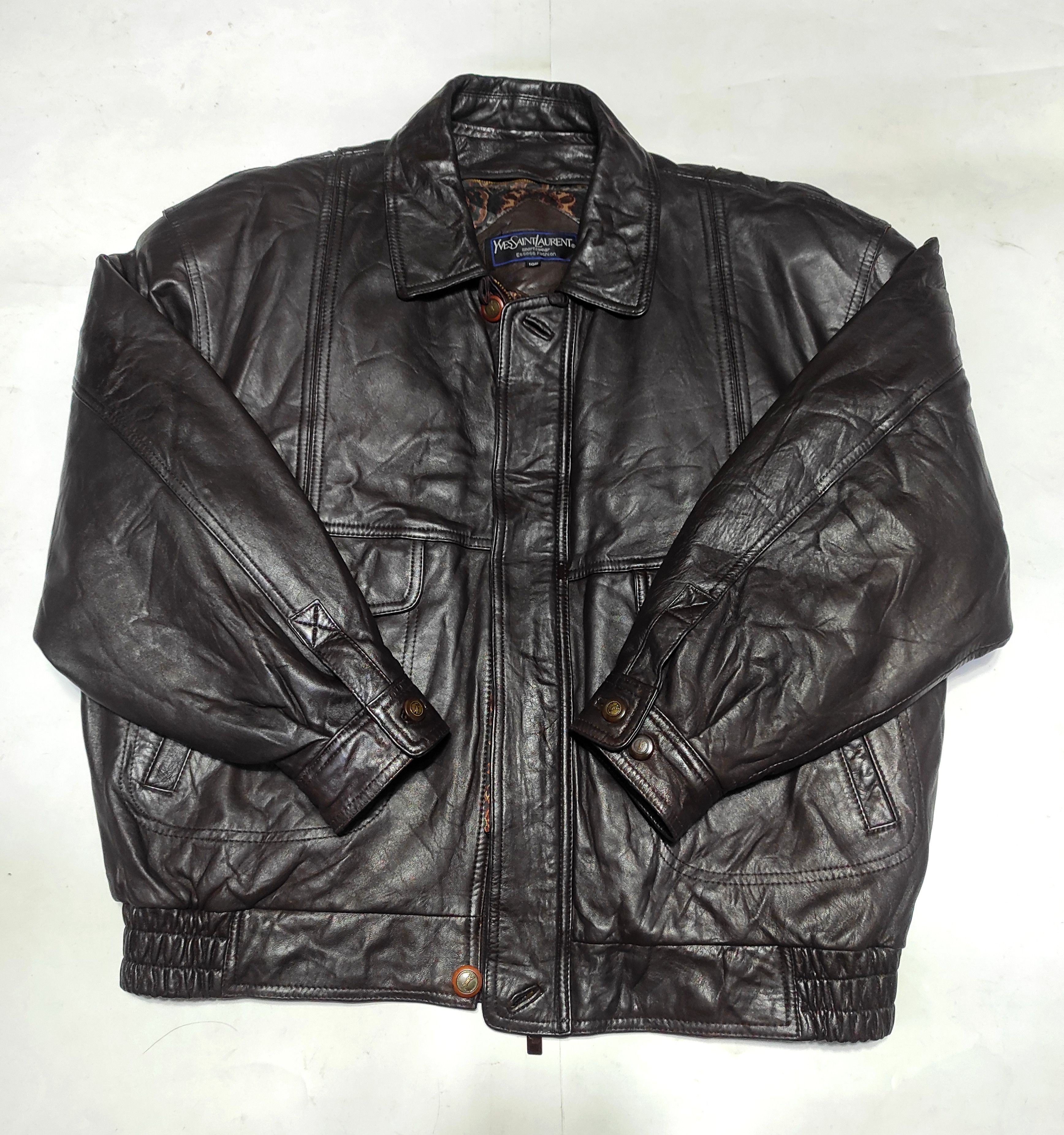 Yves Saint Laurent Beautiful Yves Saint Laurent Bomber jacket Genuine Leather Size US L / EU 52-54 / 3 - 7 Thumbnail