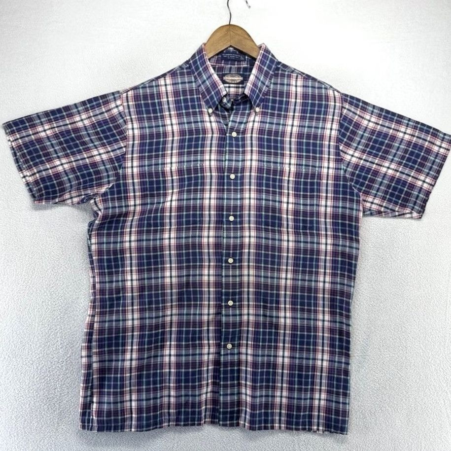 Towncraft VINTAGE Towncraft Shirt Mens Large Tall Blue Plaid Check Lightweight Oxford 80s Size US L / EU 52-54 / 3 - 2 Thumbnail