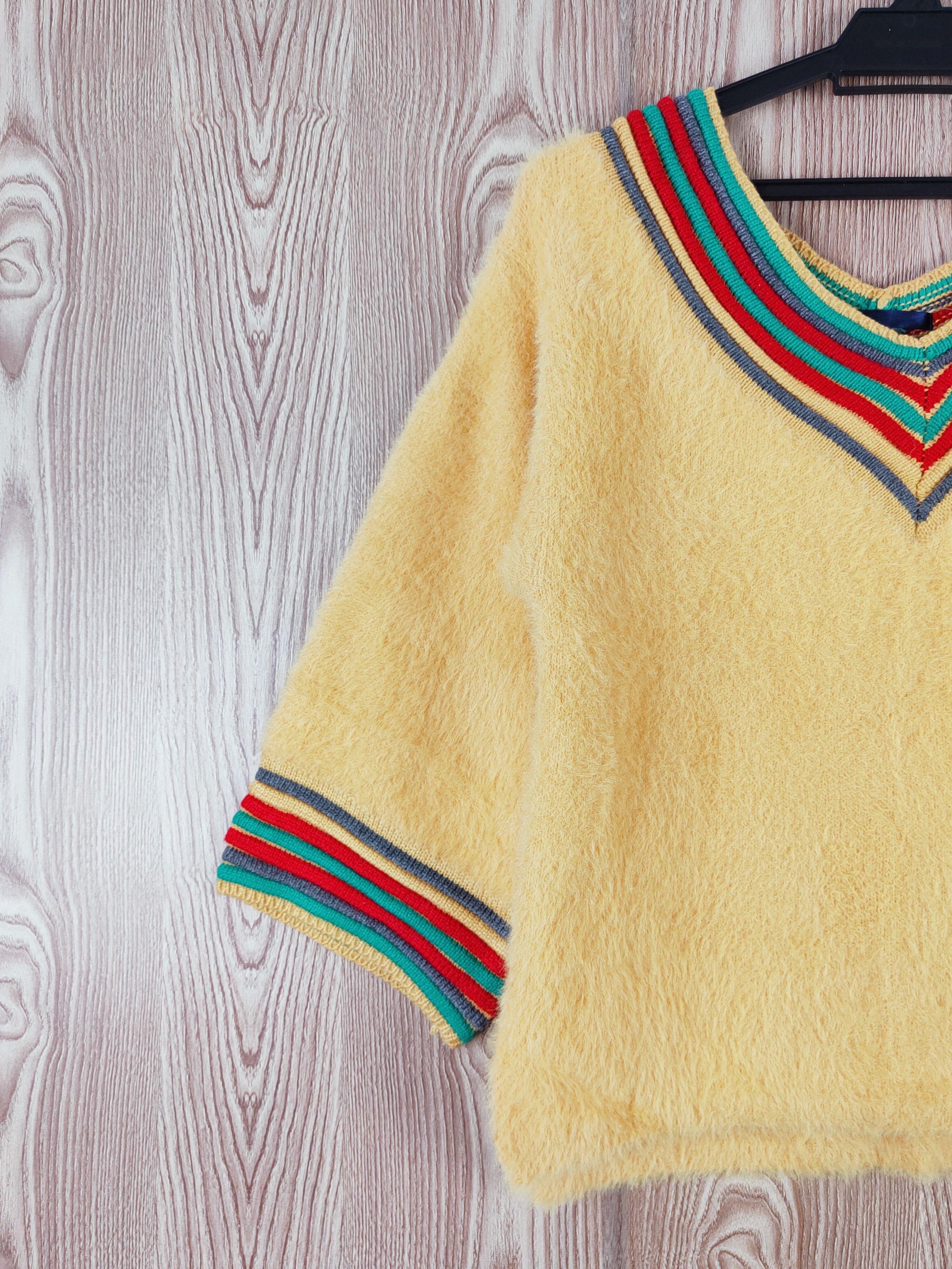 Japanese Brand × Vintage Japanese Brand Yellow Shag Shaggy Fur Mohair Knitwear #W728 Size M / US 6-8 / IT 42-44 - 3 Thumbnail