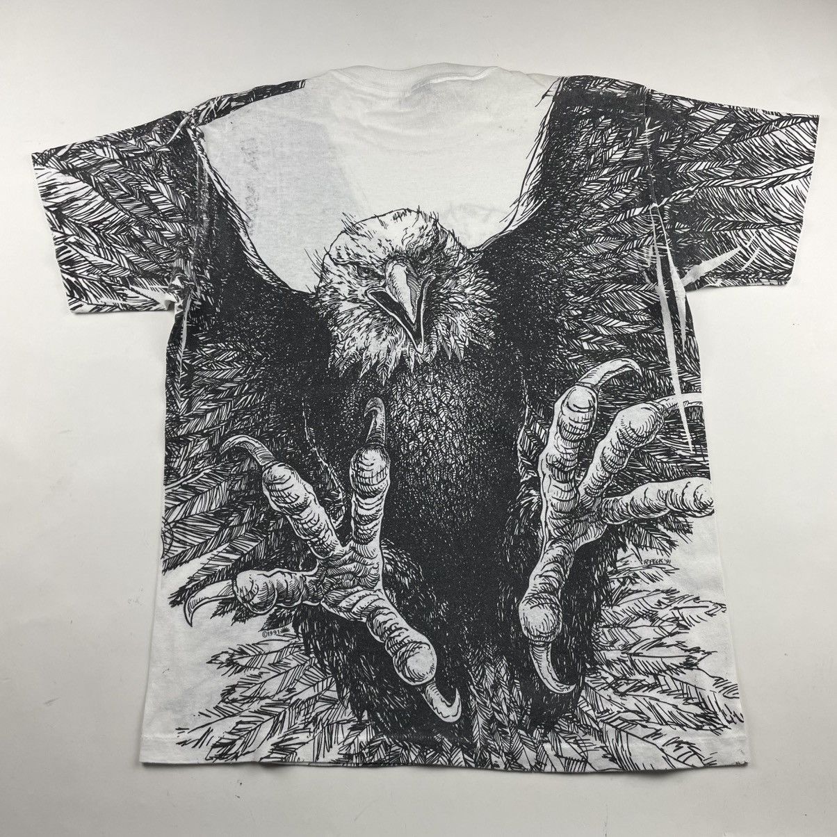 Vintage Vintage 1991 90’s R. Peck Eagle Art AOP Print Shirt USA Made Size US L / EU 52-54 / 3 - 8 Thumbnail