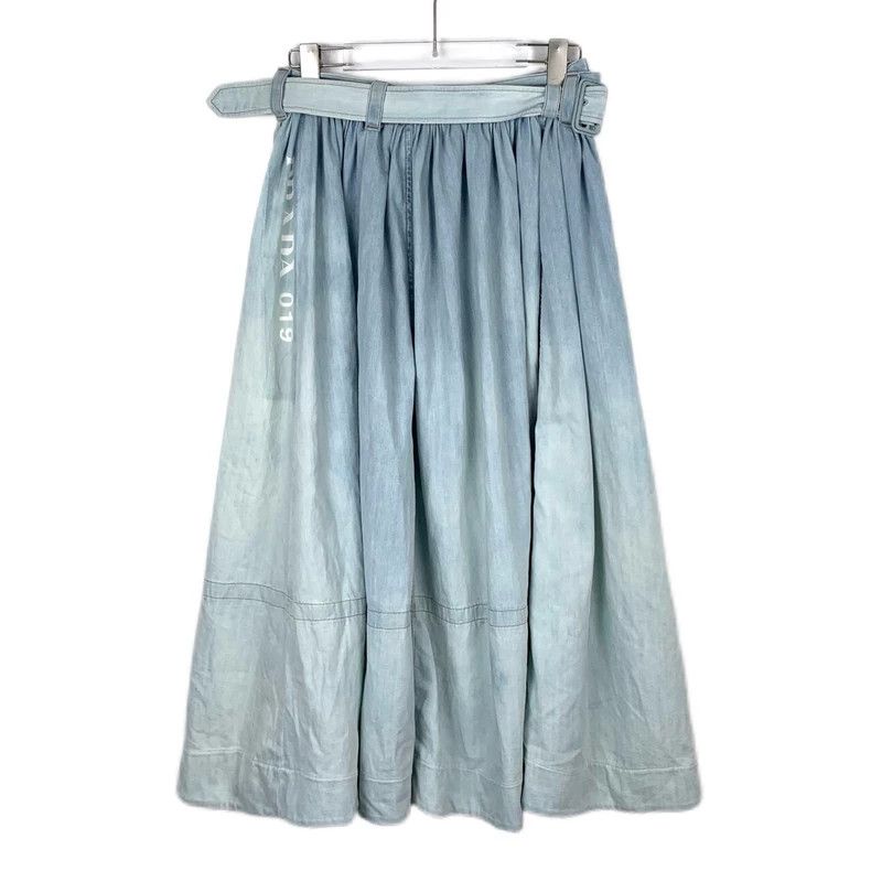 Prada Prada Logo print to make the old blue belt gradient cotton Size 37" - 1 Thumbnail