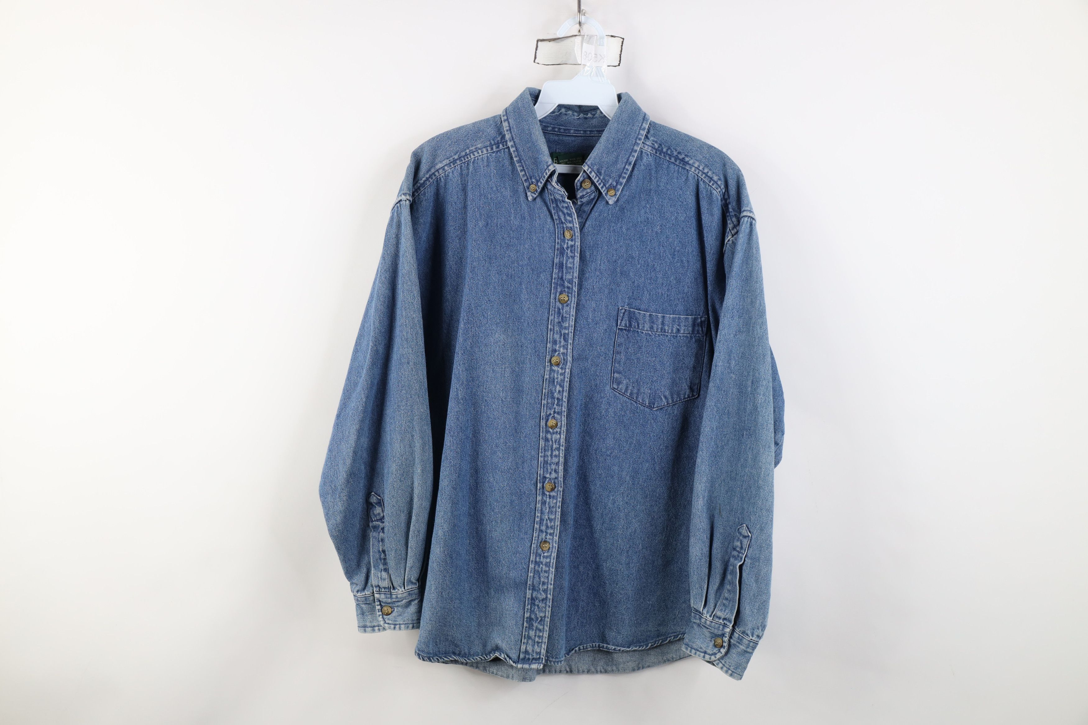 Vintage Vintage 90s Streetwear Collared Denim Button Down Shirt Size L / US 10 / IT 46 - 1 Thumbnail