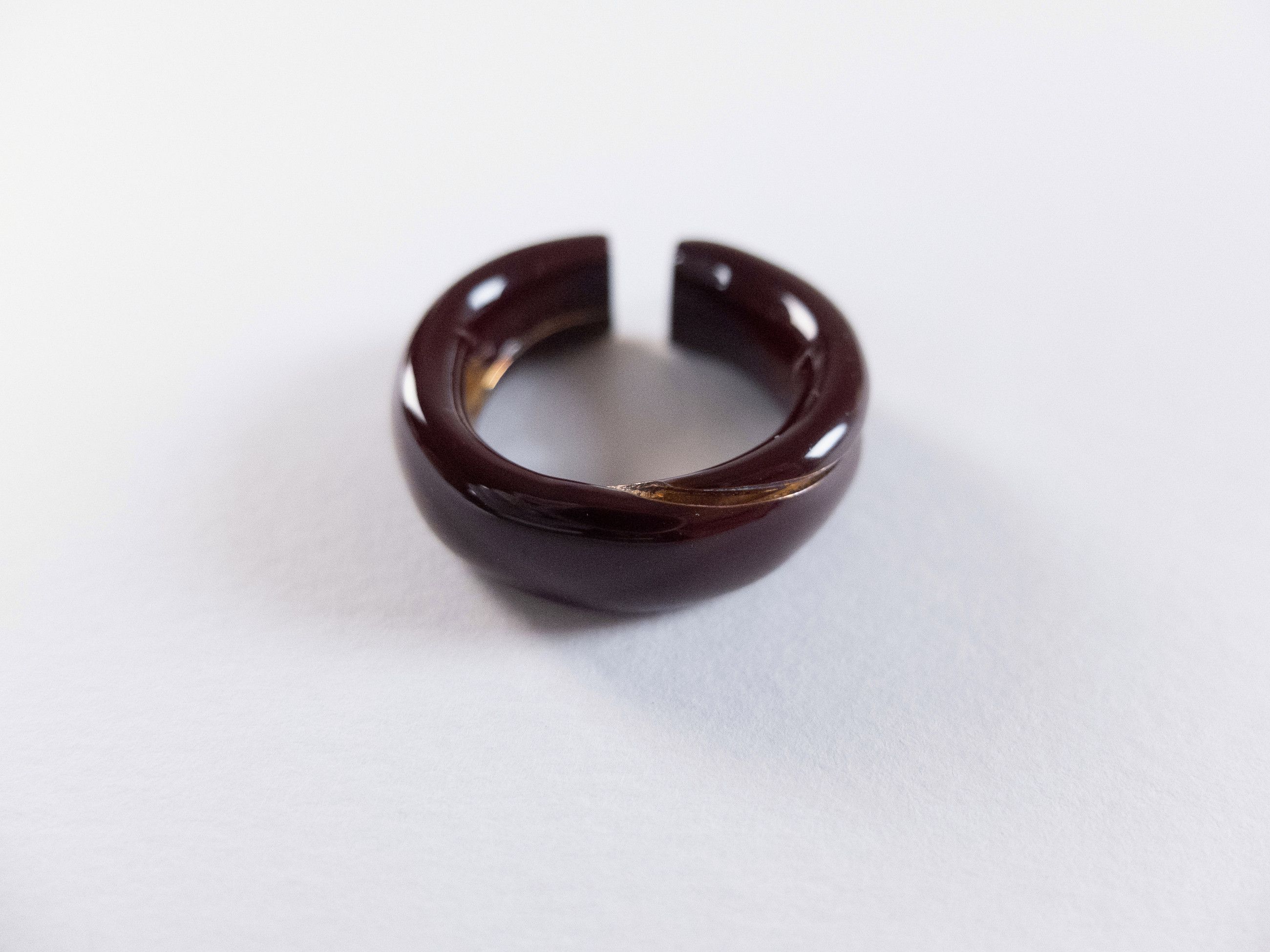 Bottega Veneta BOTTEGA VENETA Fold brown ring enamel & silver ring 19 q Size ONE SIZE - 5 Thumbnail