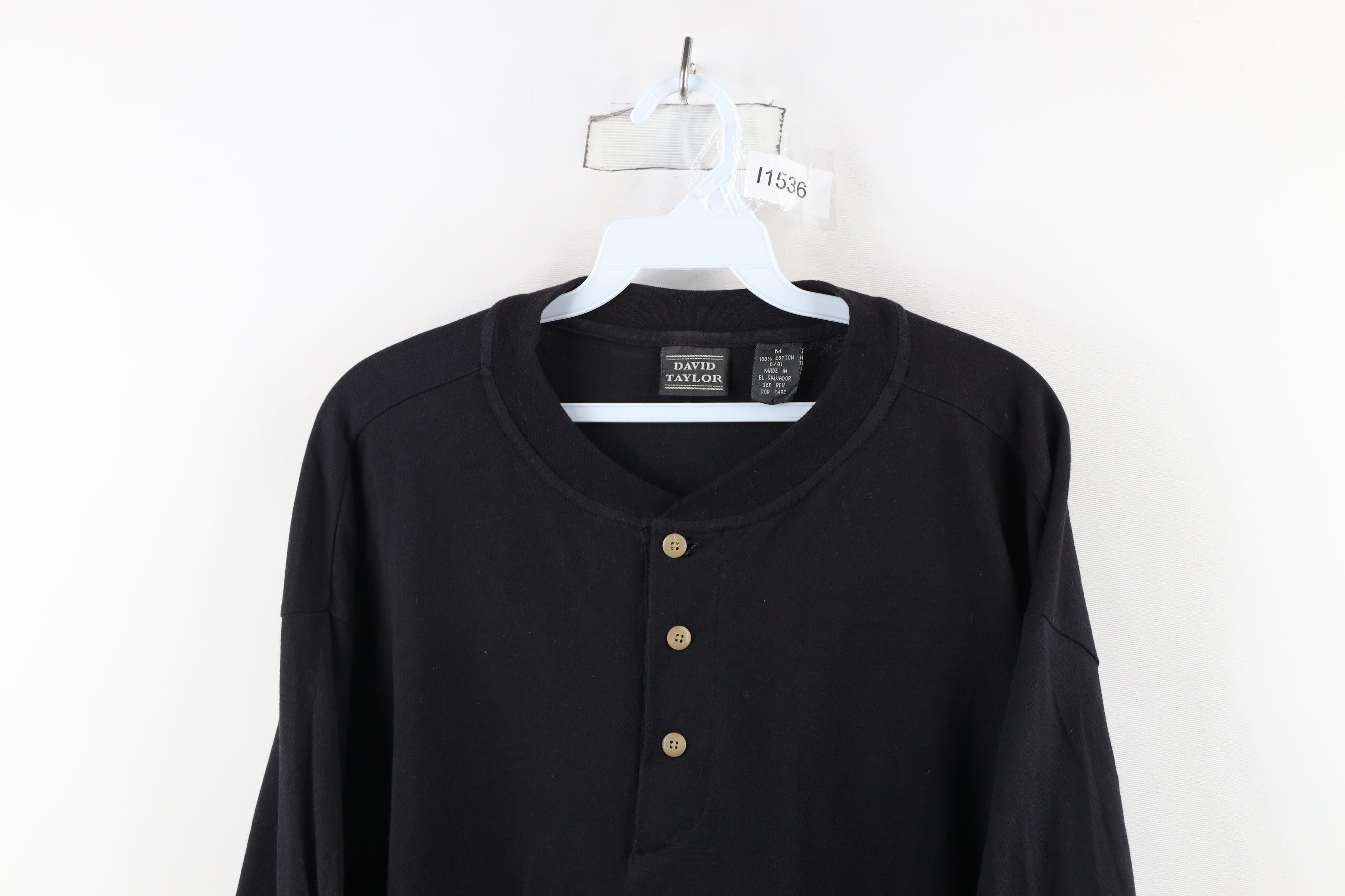 Vintage Vintage 90s Streetwear Long Sleeve Henley T-Shirt Black Size US M / EU 48-50 / 2 - 2 Thumbnail