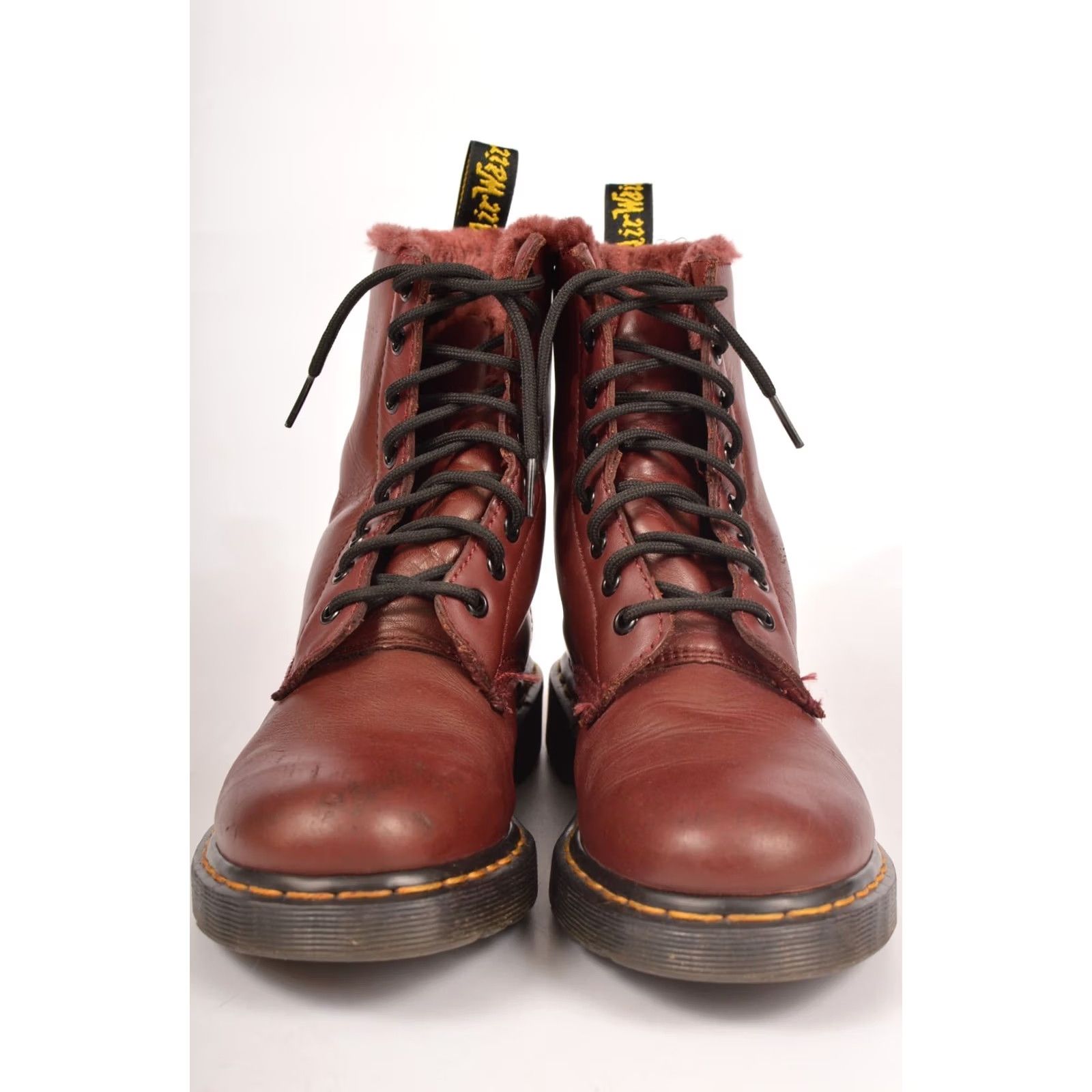 Dr. Martens Dr. Martens Serena Burgundy Faux Fur Lined Combat Leather Boots US 8 L Womens Boots Size 39 / EU 39 Red Leather Combat Shoes Size US 8 / IT 38 - 2 Thumbnail