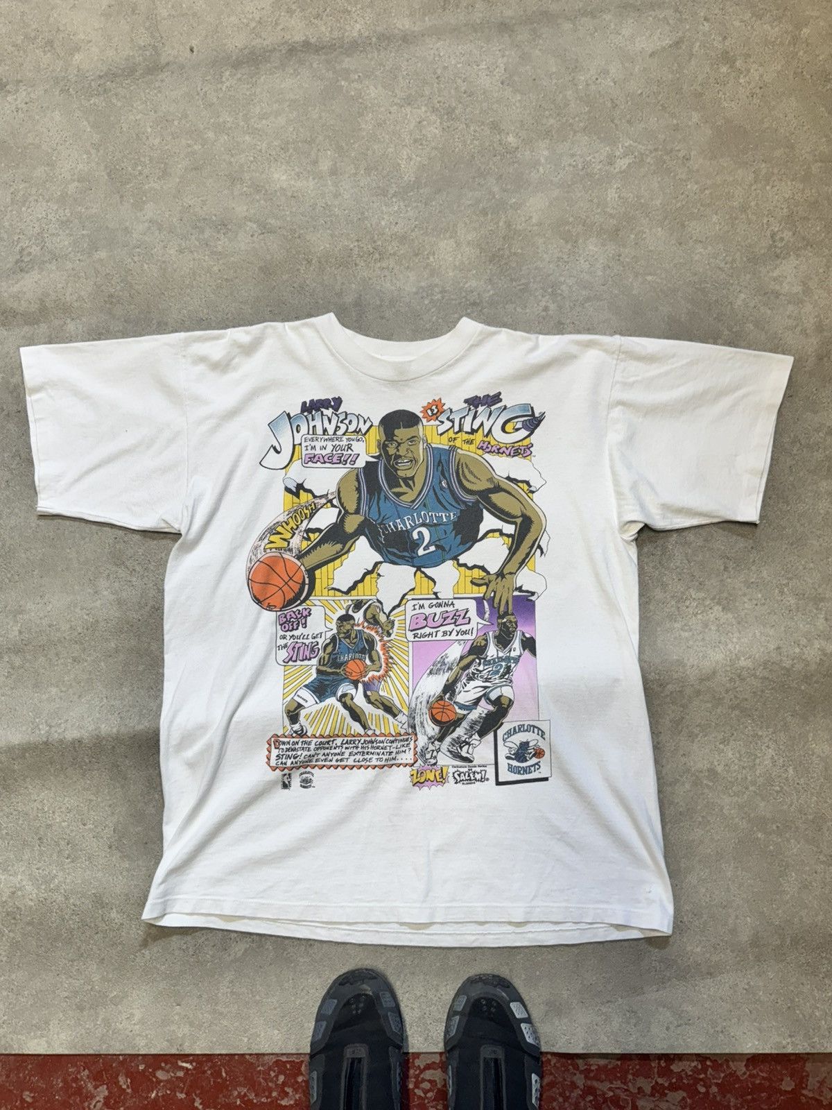 Salem Sportswear Vintage Larry Johnson X Charlotte Hornets Single Stitch Size US XL / EU 56 / 4 - 1 Thumbnail