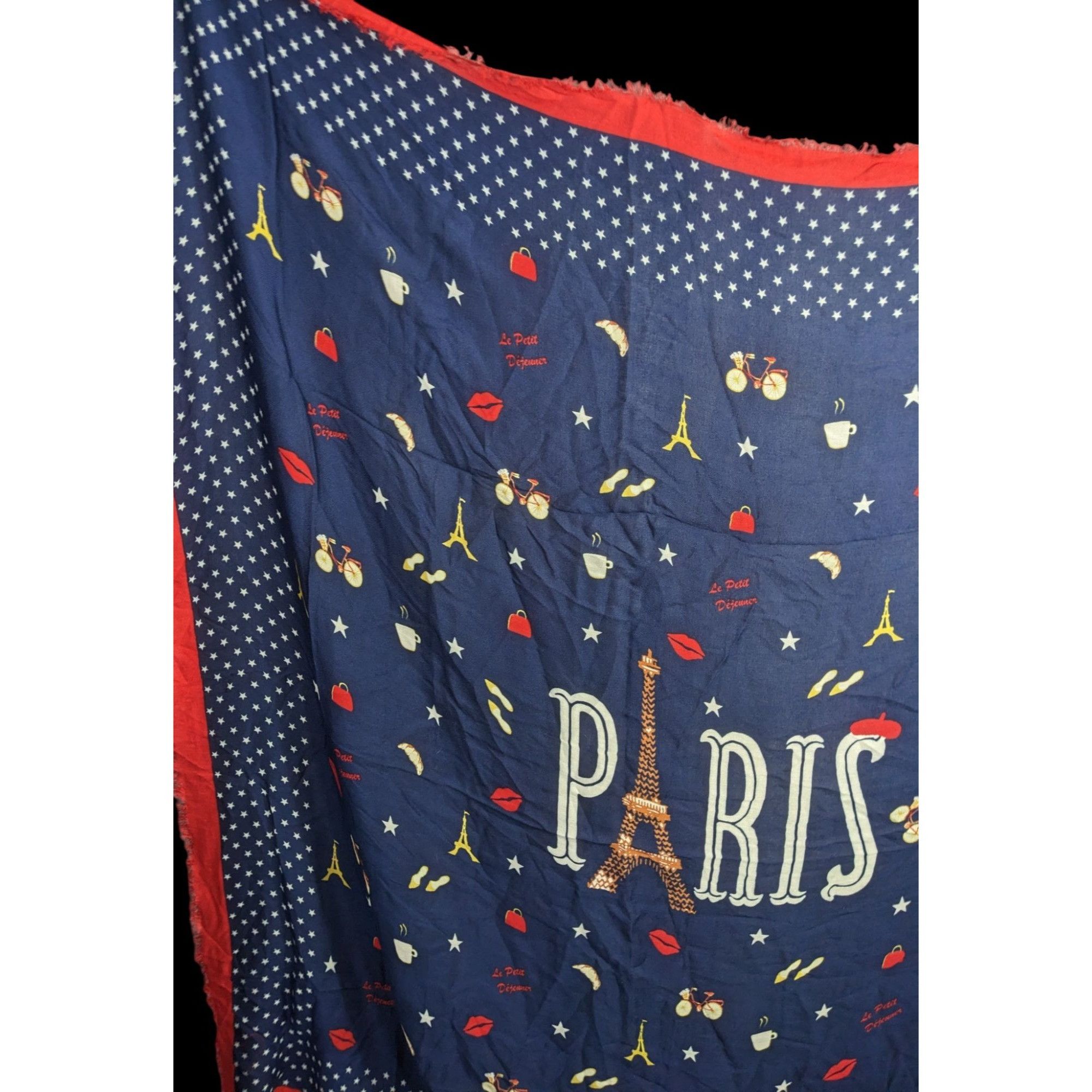 Talbots Talbots Paris-Themed Scarf With Eiffel Tower Print Navy Blue Size ONE SIZE - 12 Thumbnail