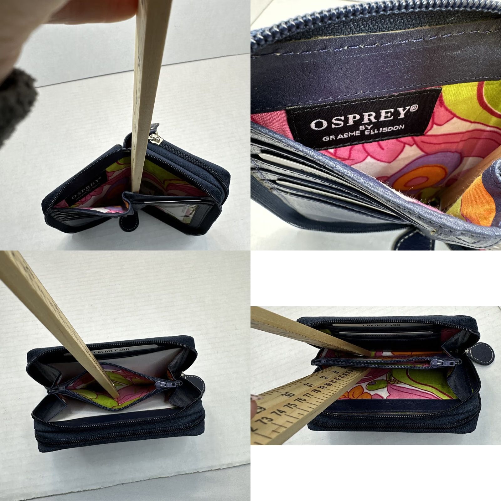 Osprey VINTAGE Osprey London Navy Blue Zip Wallet Graeme Ellisdon Leather Size ONE SIZE - 8 Thumbnail