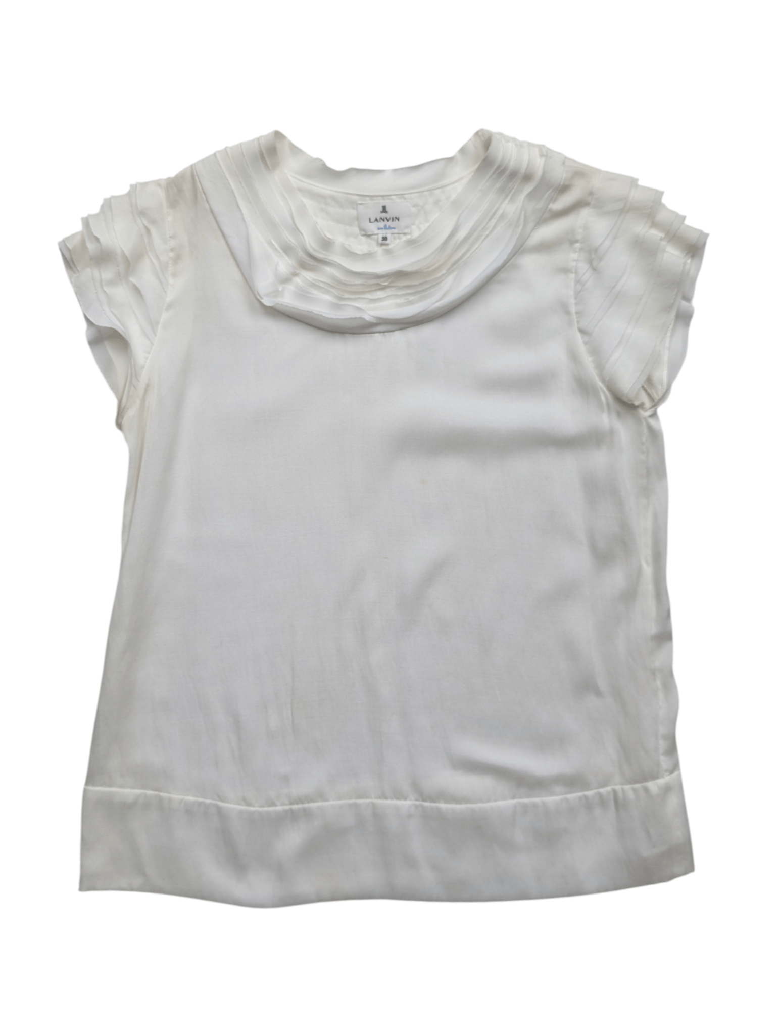 Lanvin Lanvin En Bleu White Blouse With Special Collar Size S / US 4 / IT 40 - 1 Thumbnail