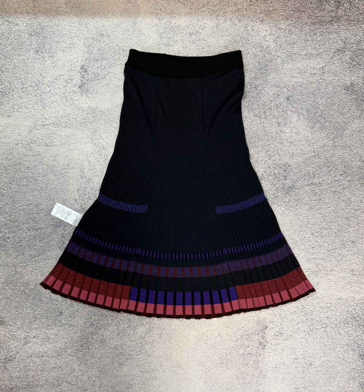 Kenzo KENZO Paris Ribbed Knit Pleated Midi Skirt Stripe Lurex Sz M Size 28" / US 6 / IT 42 - 11 Thumbnail