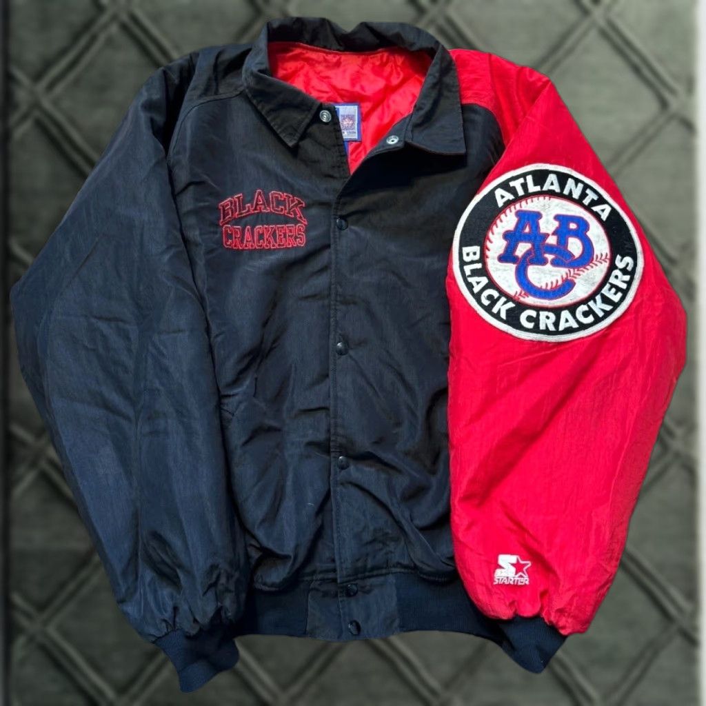 Starter VINTAGE Atlanta Black Crackers The Negro Leagues Starter Jacket Baseball MLB Jacket XL Men Black Nylon Puffer 30” Length 27” Pit to Pit Baseball MLB Size US XL / EU 56 / 4 - 1 Thumbnail