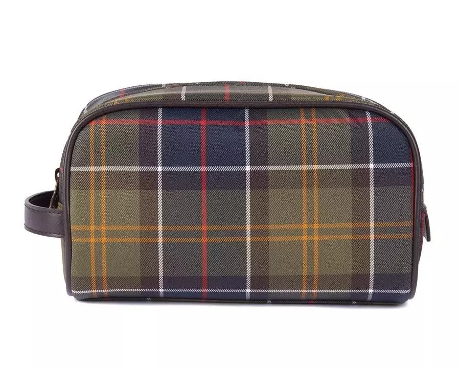 Barbour Barbour Durable Canvas & Leather Trim Tartan Washbag Size ONE SIZE - 13 Thumbnail