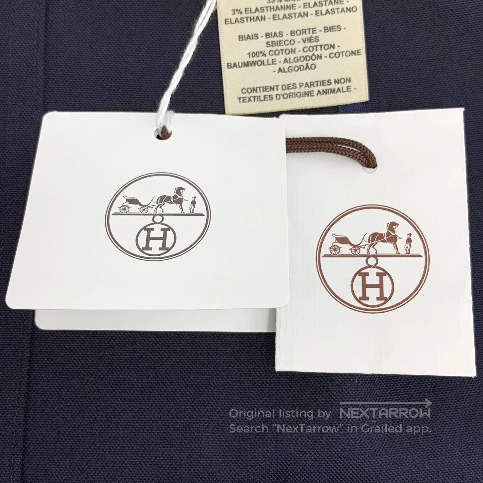 Hermes Hermes Dark Blue Bell Chain Cotton Casual Skirt| Size 35" - 7 Thumbnail