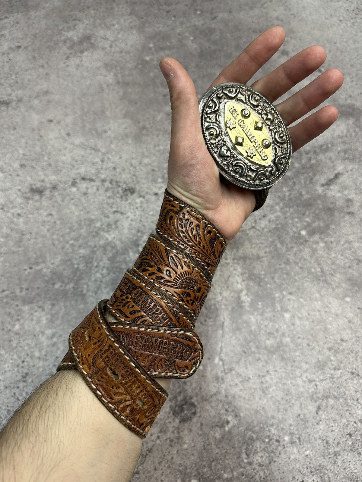 Hysteric Glamour × Leather × Vintage Vintage Leather Belt Y2K Rhinestones Punk Western Metal Size 34 - 1 Thumbnail