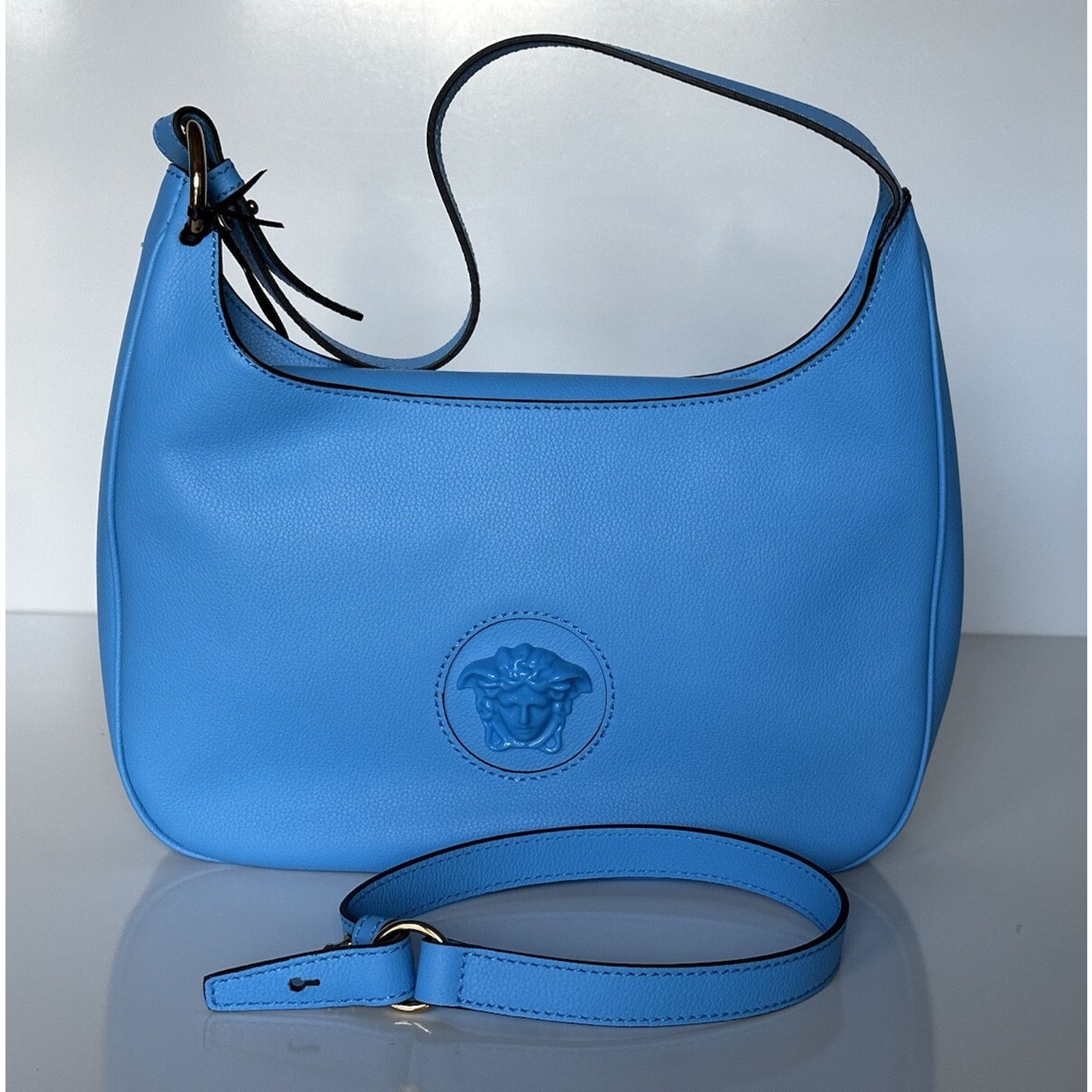 Versace Versace Medusa Head Leather Blue Medium Hobo Bag 1000699 Size ONE SIZE - 15 Thumbnail