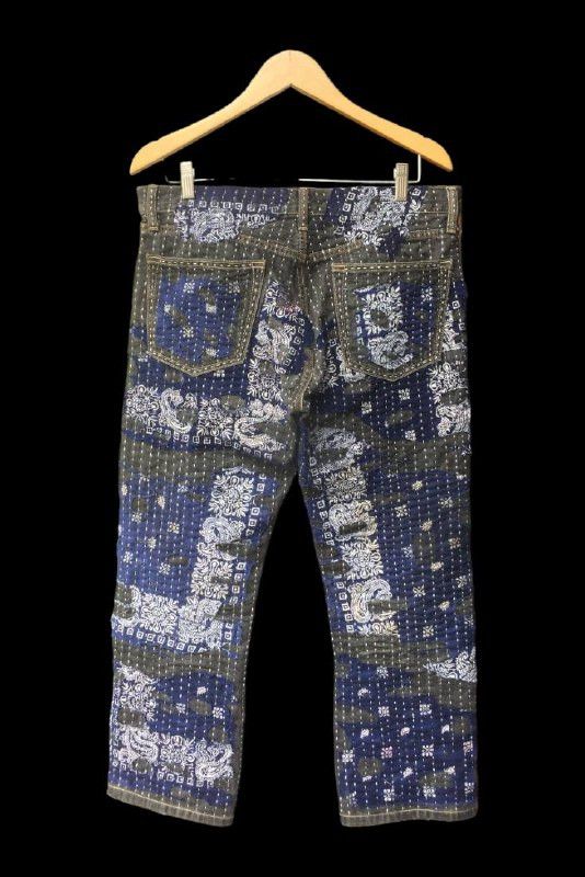 Japanese Brand crazy sick sashiko boro denim pants like kapital style Size US 34 / EU 50 - 1 Thumbnail
