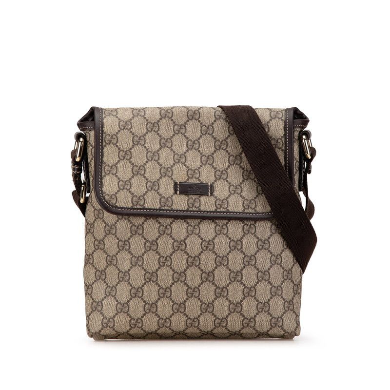 Gucci Gucci Gucci GG Supreme Shoulder Bag Beige Brown PVC Leather Canvas Crossbody Bag 223666 in Very Good Condition Size ONE SIZE - 1 Thumbnail