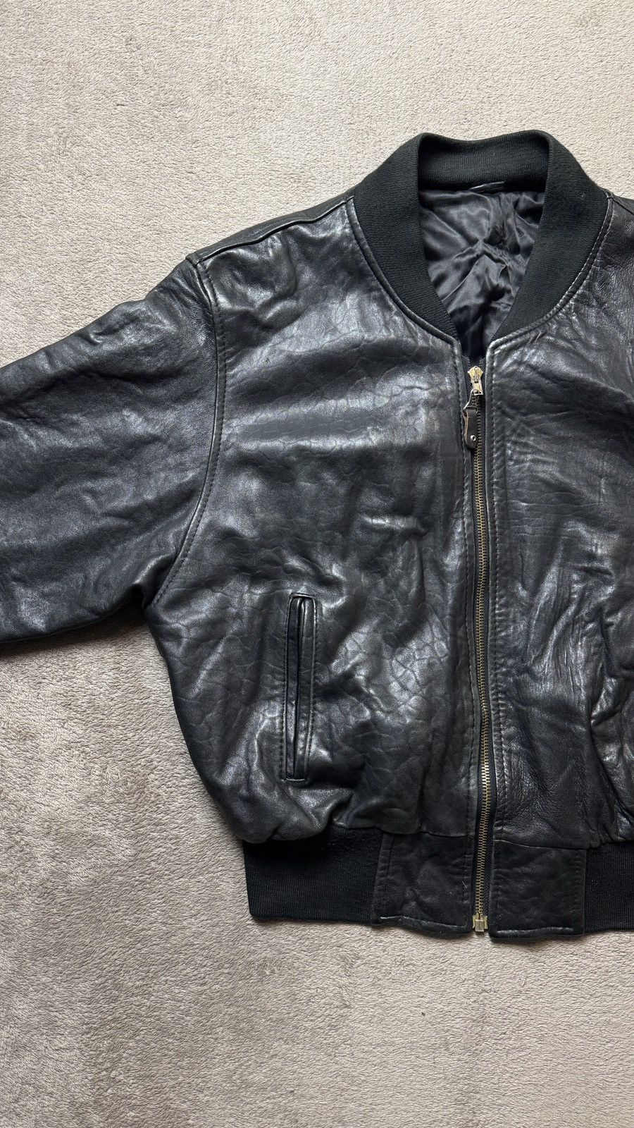 Genuine Leather 90s Vintage Baggy Varsity Bomber Leather Jacket gucci ysl Size US M / EU 48-50 / 2 - 5 Thumbnail