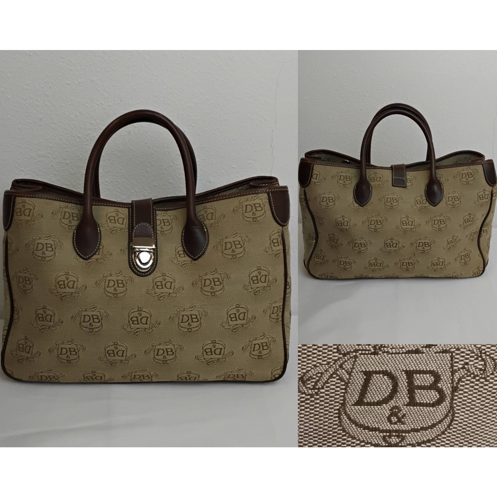 Dooney & Bourke Dooney & Bourke Jacquard Satchel Bag Brown DB Logo Canvas Size ONE SIZE - 1 Thumbnail