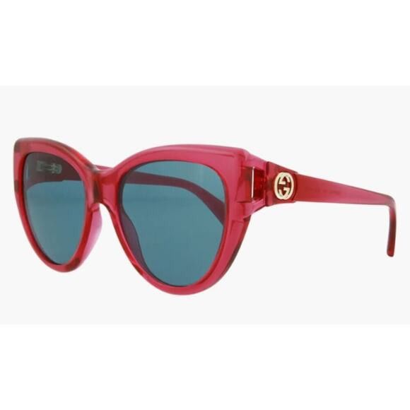 Gucci 56mm Cat Eye Sunglasses Red with blue lenses