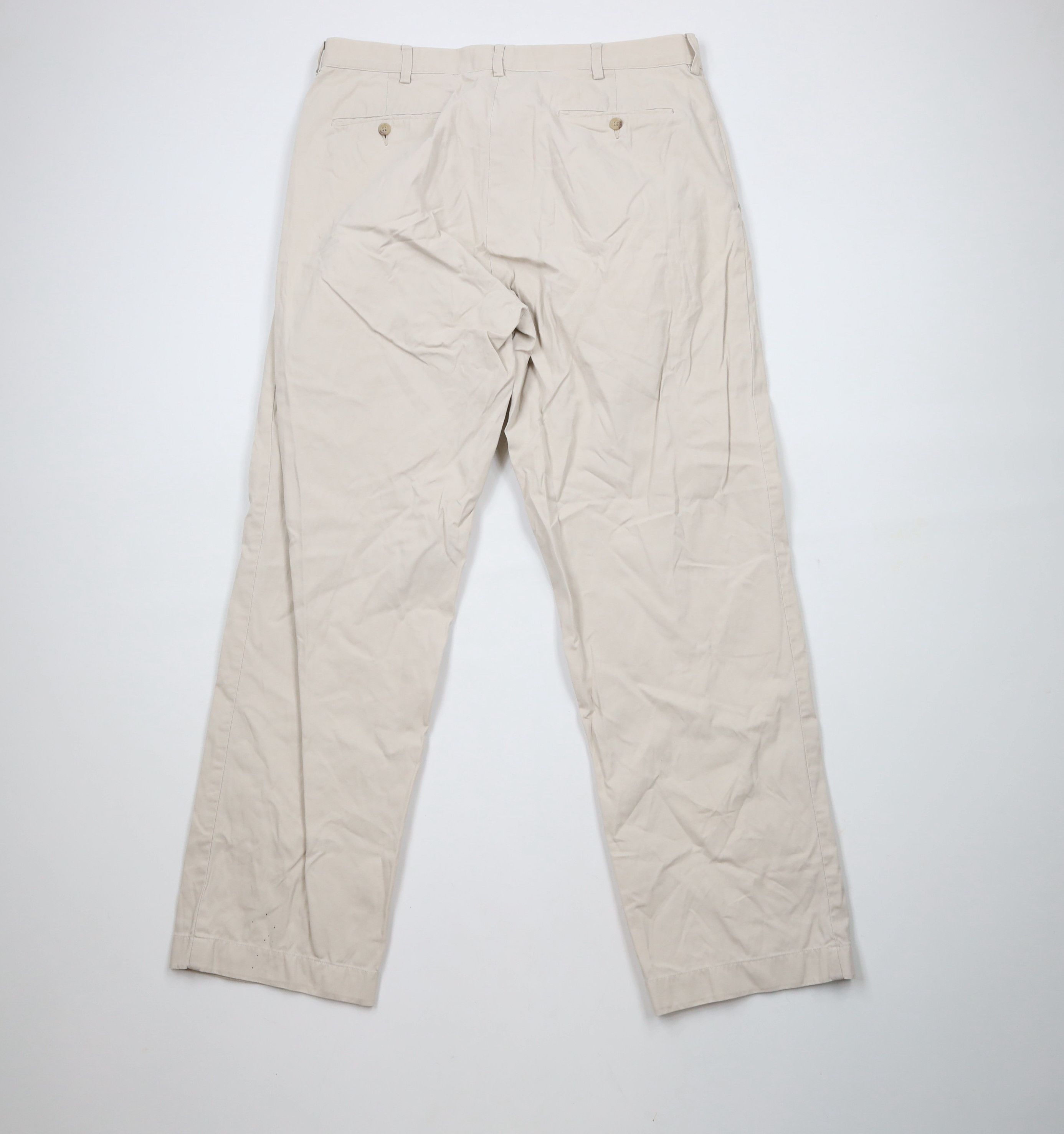 Ralph Lauren × Vintage Vintage 90s Ralph Lauren Front Wide Leg Chino Pants Beige Size US 34 / EU 50 - 9 Thumbnail