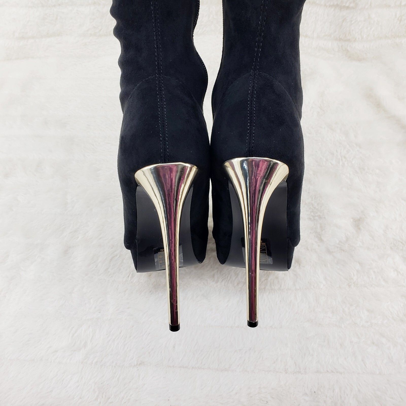 Other Girlz Revenge Faux Stretch Black Suede High Heel Pointy Toe Size US 7.5 / IT 37.5 - 8 Thumbnail