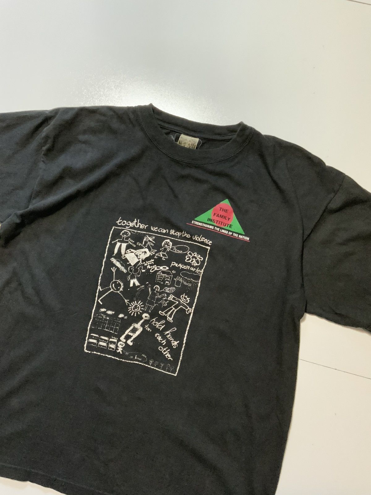 Vintage Vintage 90s Together We Can Stop The Violence Peace T-Shirt Size US XL / EU 56 / 4 - 4 Thumbnail