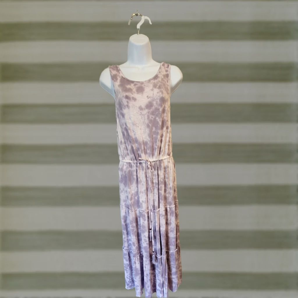 Vintage Knox Rose Tie Dye Midi Maxi Dress Casual Hippie Boho S Gray White Sleeveless Round Neck Pullover XS? Size S / US 4 / IT 40 - 1 Thumbnail