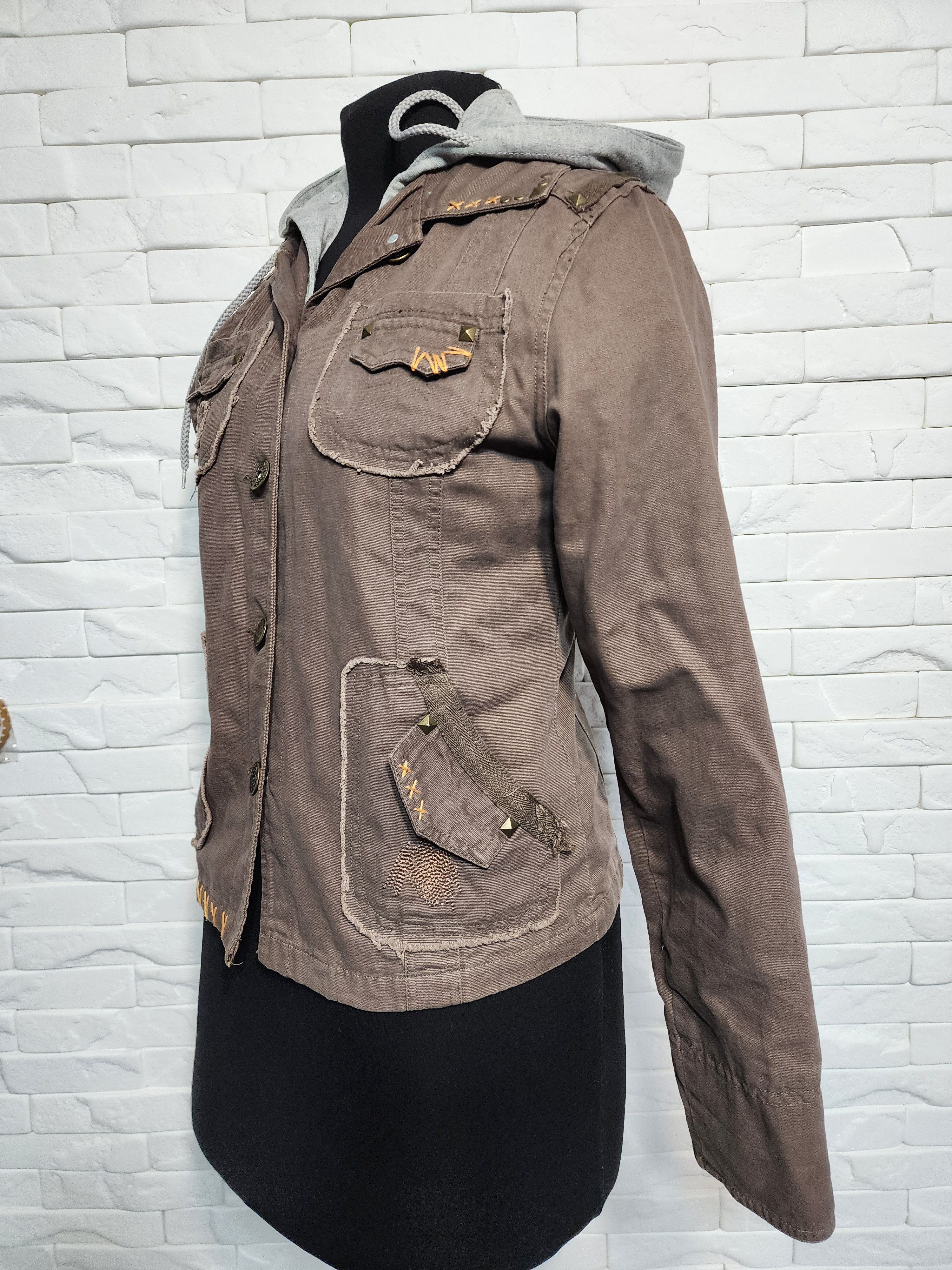 Other Brown Denim Jacket: Women's Cotton Hooded Coat Size L / US 10 / IT 46 - 3 Thumbnail