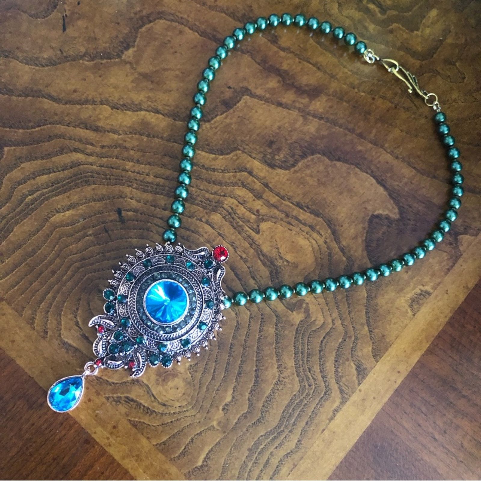 Handmade Handcrafted repurpose regal look stone Pearl necklace Size ONE SIZE - 10 Thumbnail
