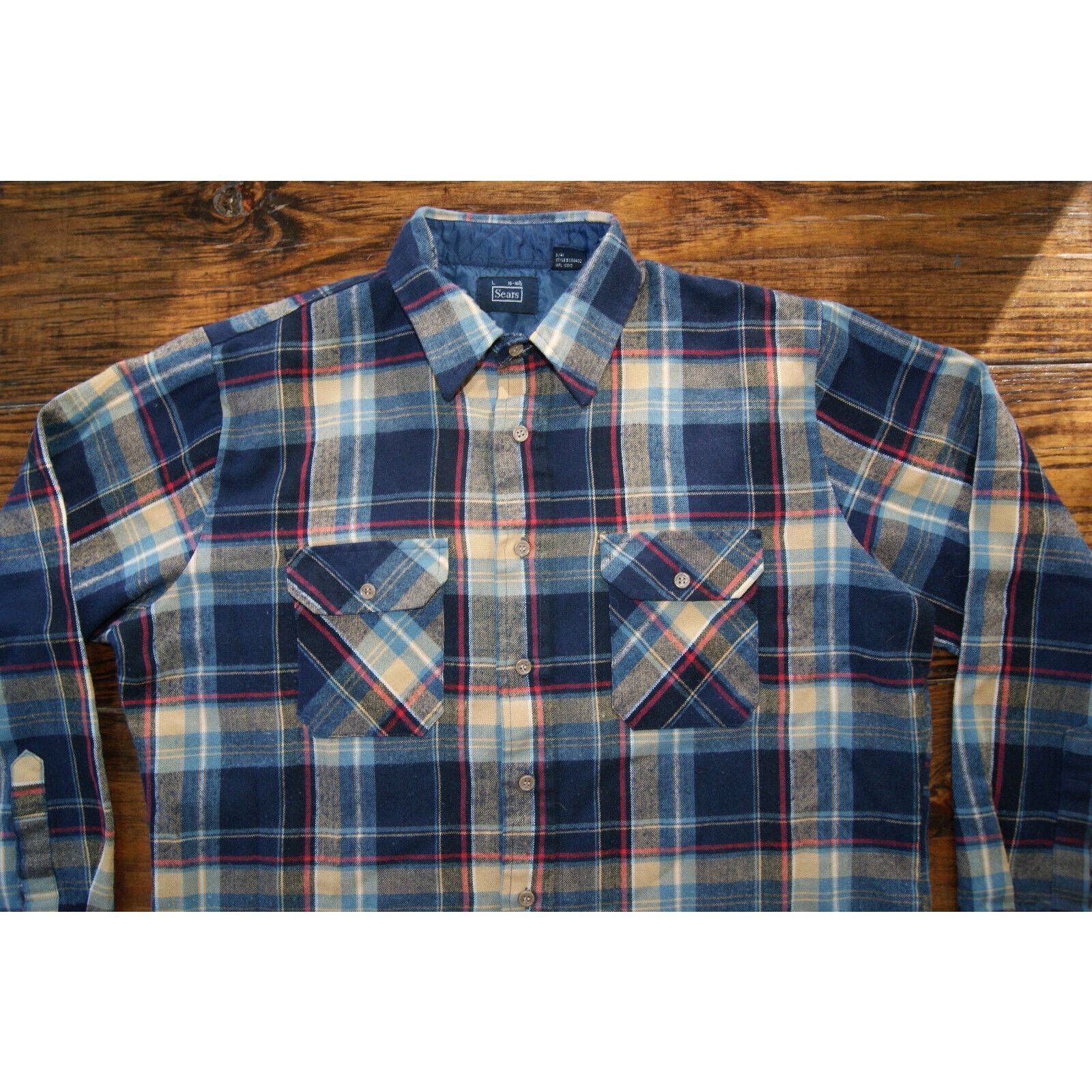 Sears VTG Sears Mens Shirt L Acrylic Flannel Outdoor Woodsman 70s Size US L / EU 52-54 / 3 - 2 Thumbnail