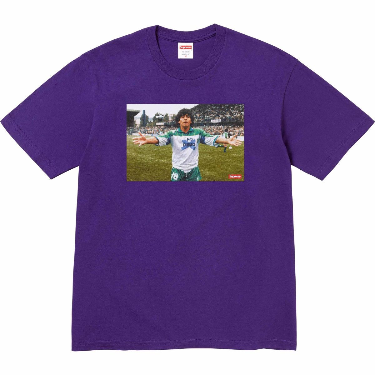 image of Diego Maradona x Supreme Maradona Tee in Purple, Men's (Size Small)