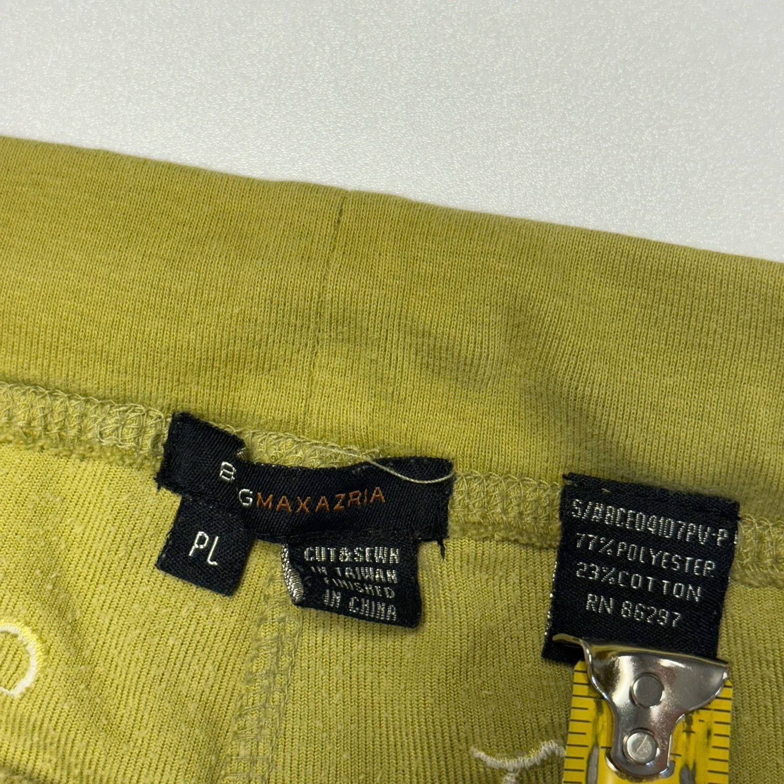 Bcbgmaxazria Vintage BCBG Pants Womens Size PL Olive Yellow Velour Embroi Size 31" - 12 Thumbnail