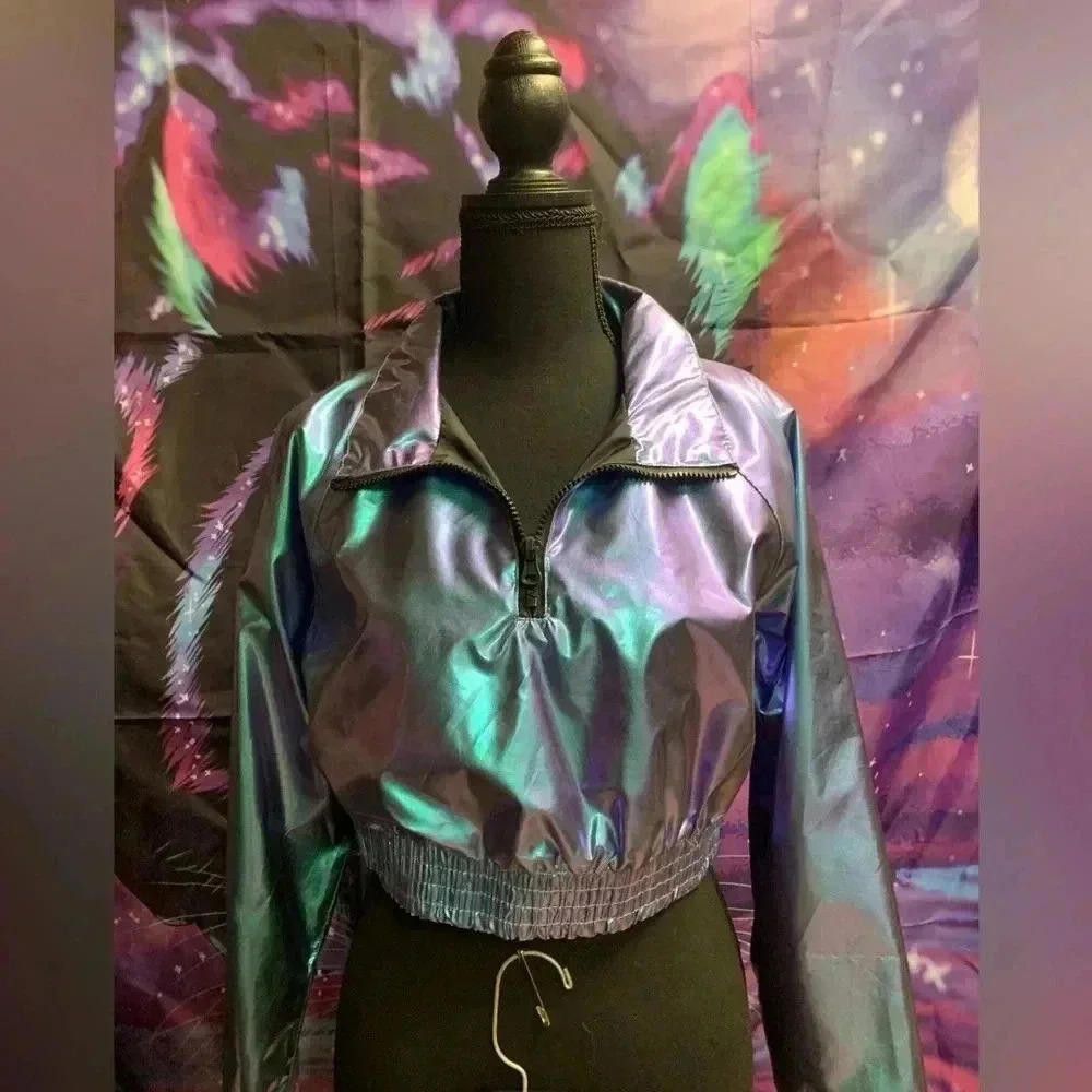 Designer Iridescent Cropped Jacket Size ONE SIZE - 1 Thumbnail