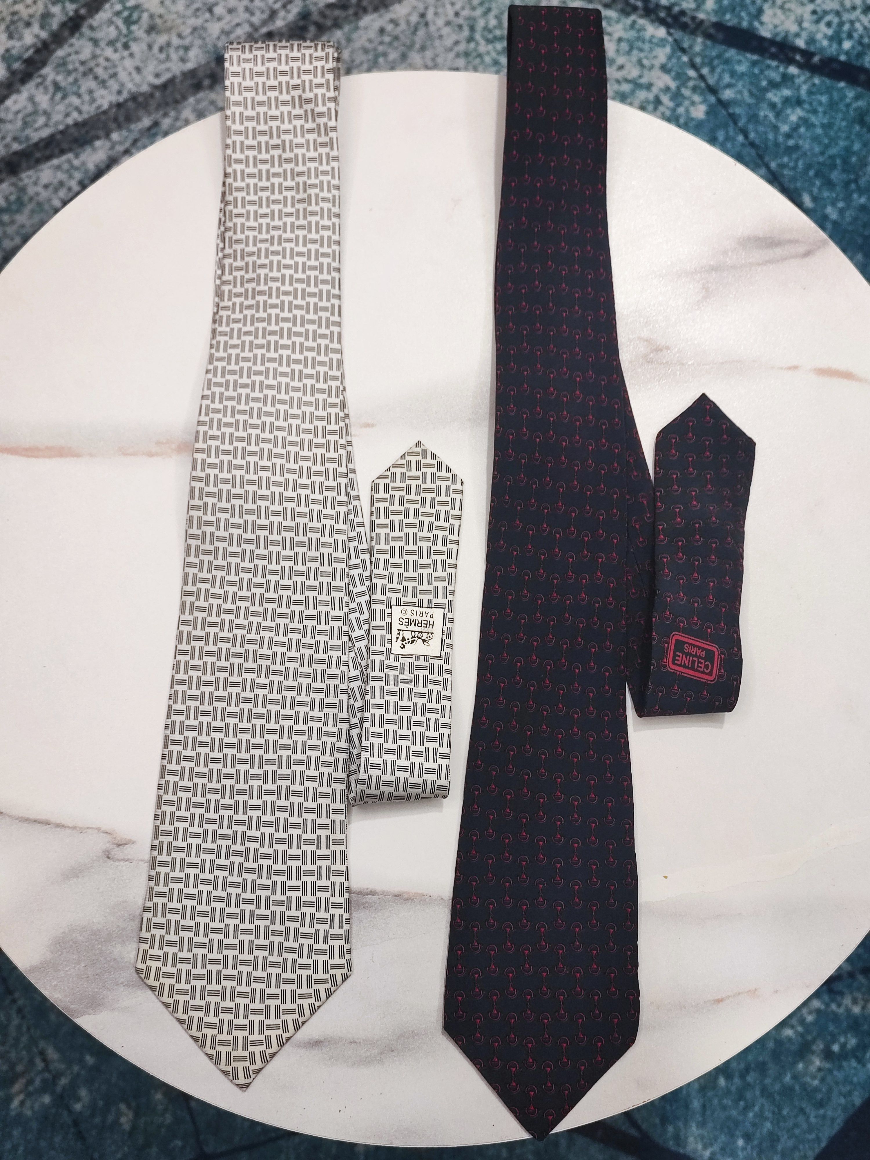 Hermes 2 pieces Luxury brand Hermes & Celine 100% Silk Tie Size ONE SIZE - 1 Thumbnail