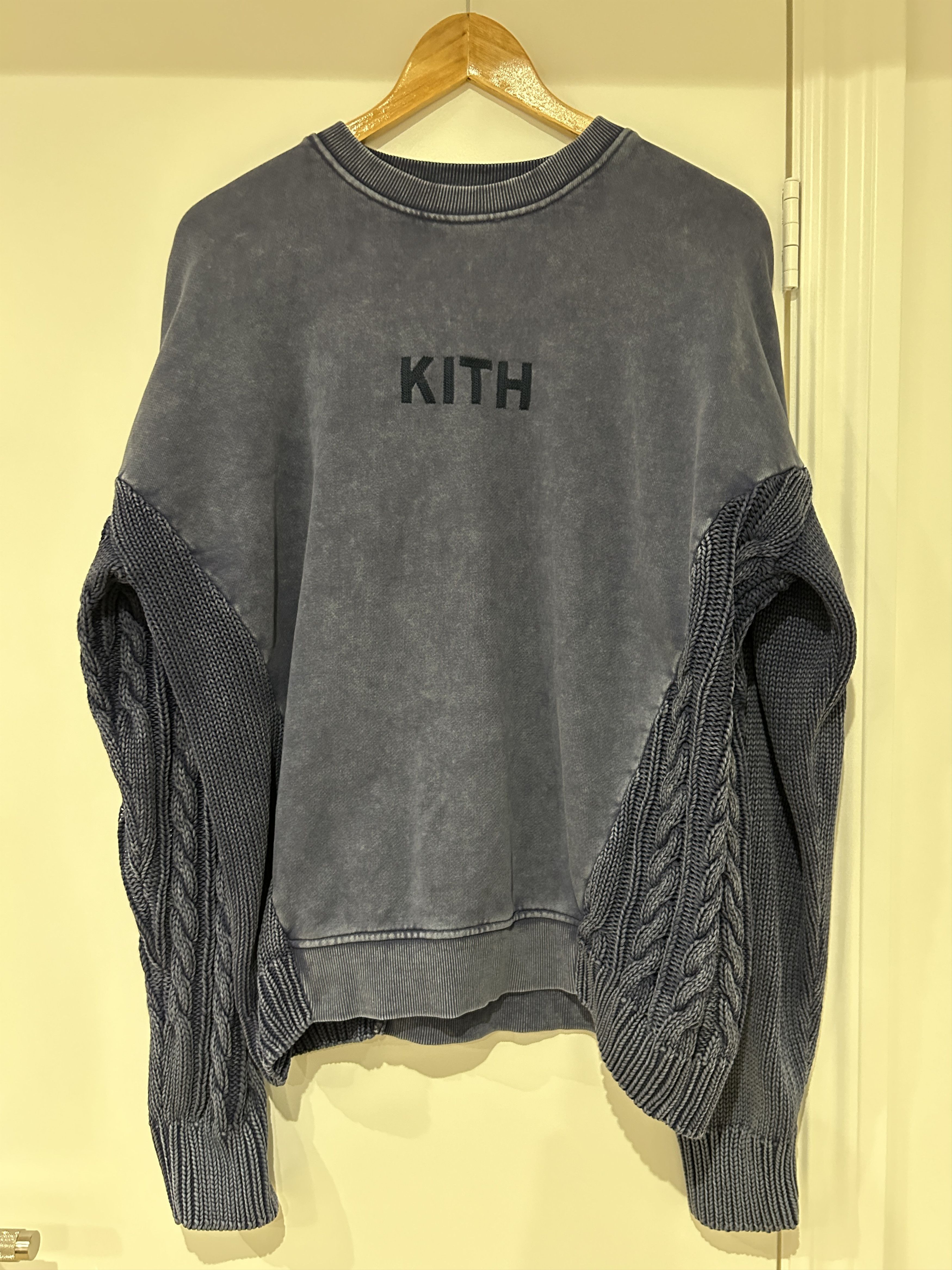Kith Blue Crewneck w Knit Detail | Grailed