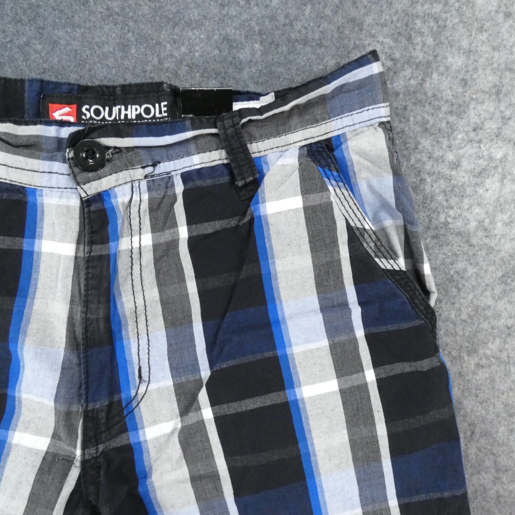 Southpole Southpole Shorts Mens 29 Chino Flat Front Navy Black Plaid Size US 29 - 5 Thumbnail