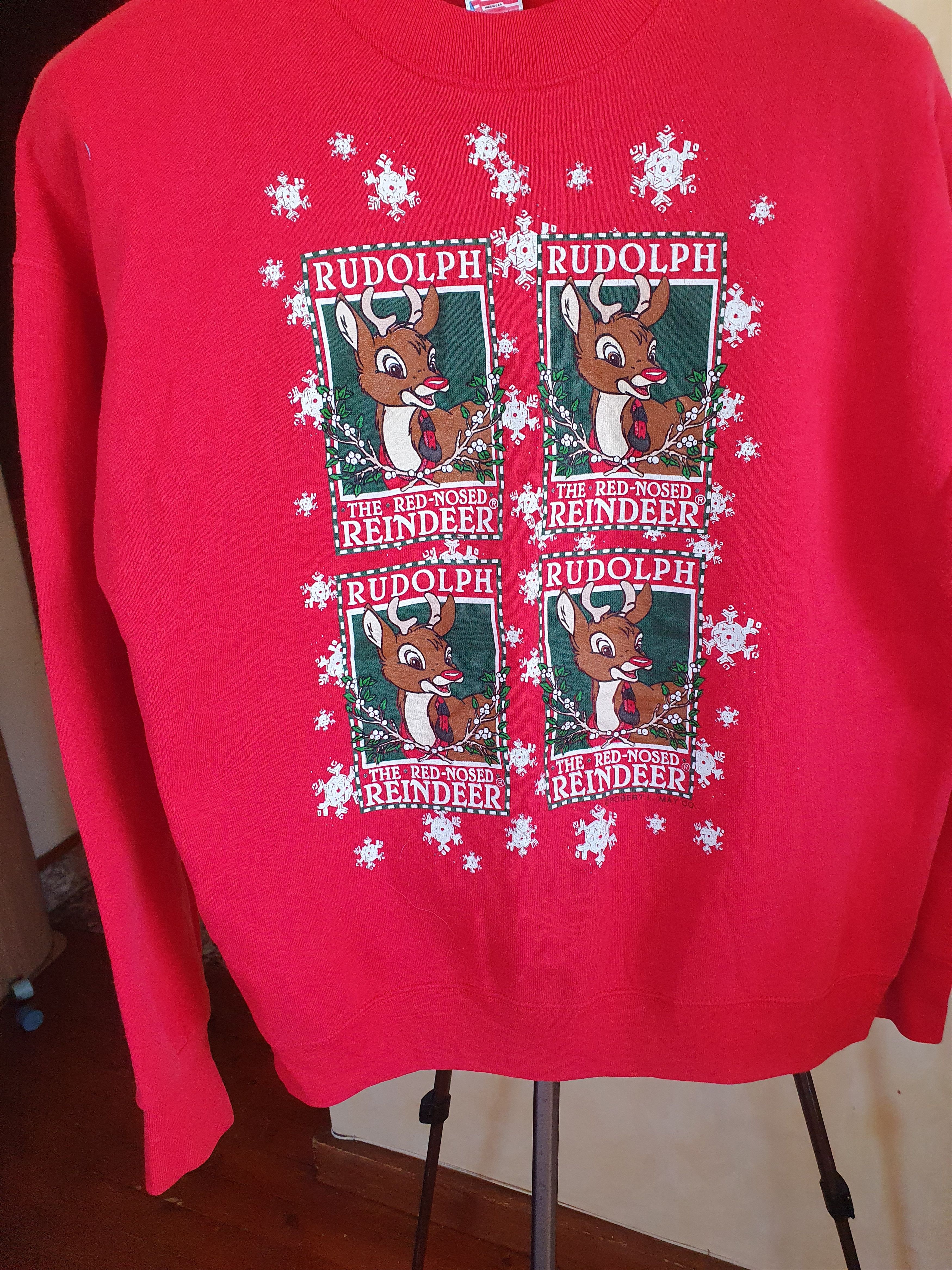Fruit Of The Loom × Vintage Rudolph The Red Nosed Reindeer Vtg Sweatshirt Christmas L/M Size US L / EU 52-54 / 3 - 4 Thumbnail