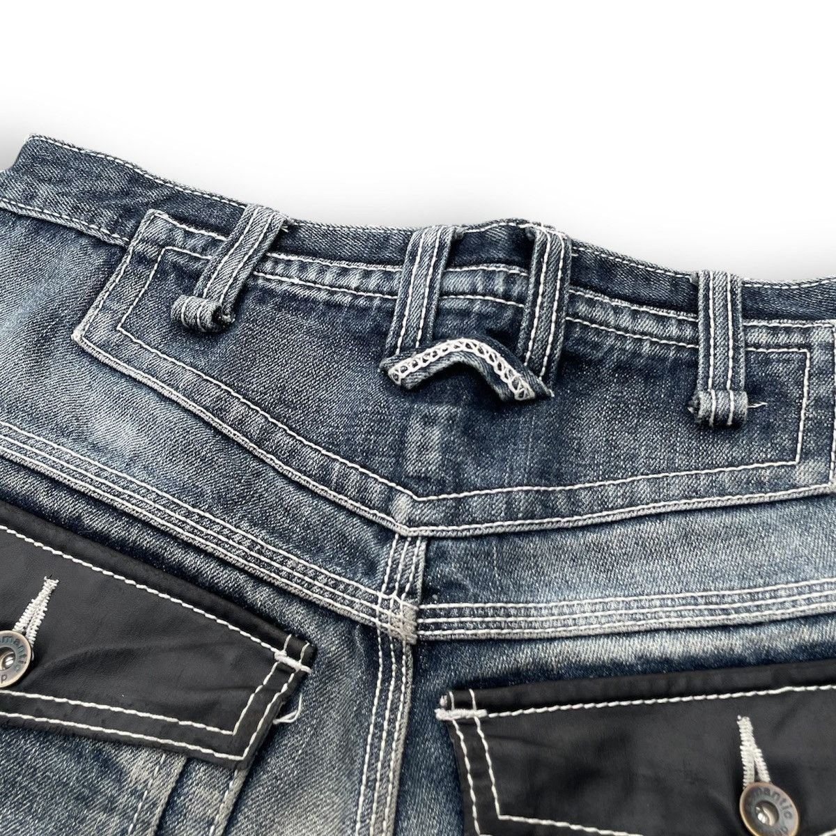 semanticdesign 🇯🇵 SEMANTIC DESIGN LEATHER POCKET WASHED DENIM PANTS Size US 29 - 10 Thumbnail