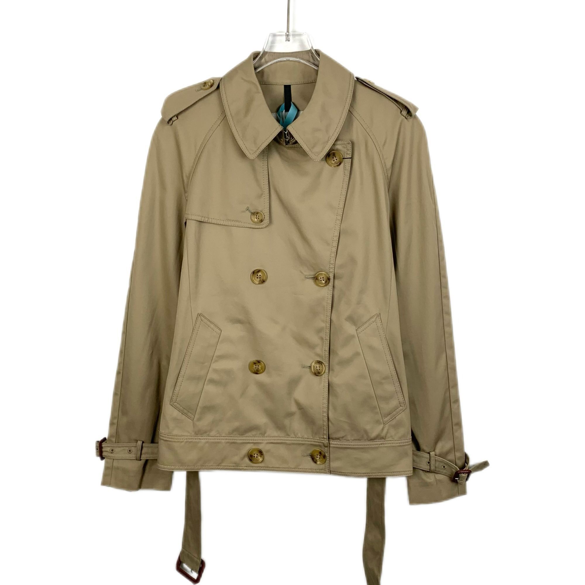 Moncler [Moncler] Brown Notch Lapel Double-Breast Belted Short Trenc Size S / US 4 / IT 40 - 1 Thumbnail