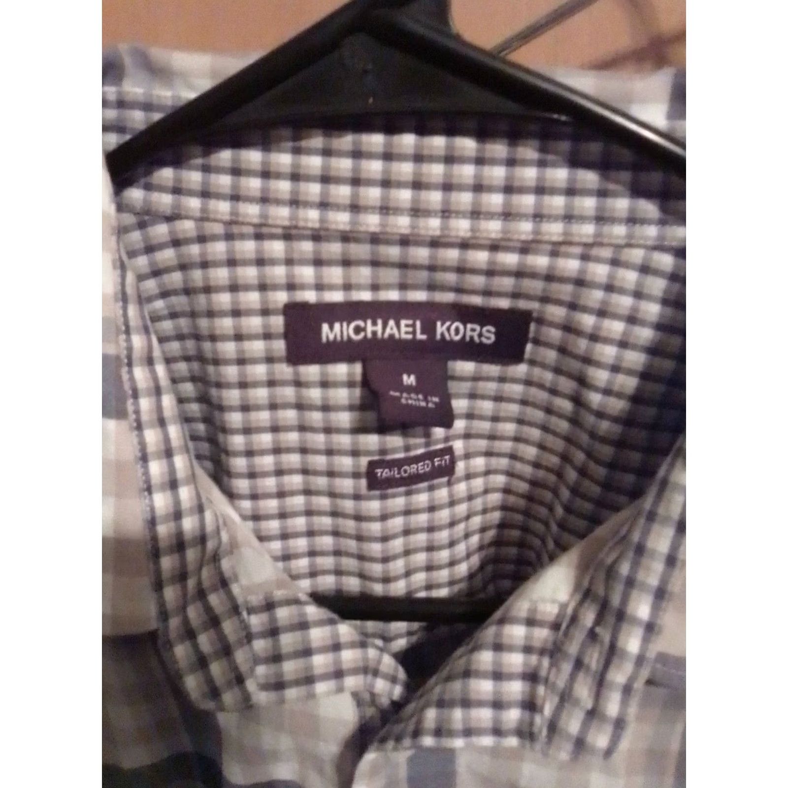 Michael Kors Michael Kors Medium Tailor Fit Long Sleeve Button-Up Cotton Shirt Mens M Brown/White Size US M / EU 48-50 / 2 - 2 Thumbnail