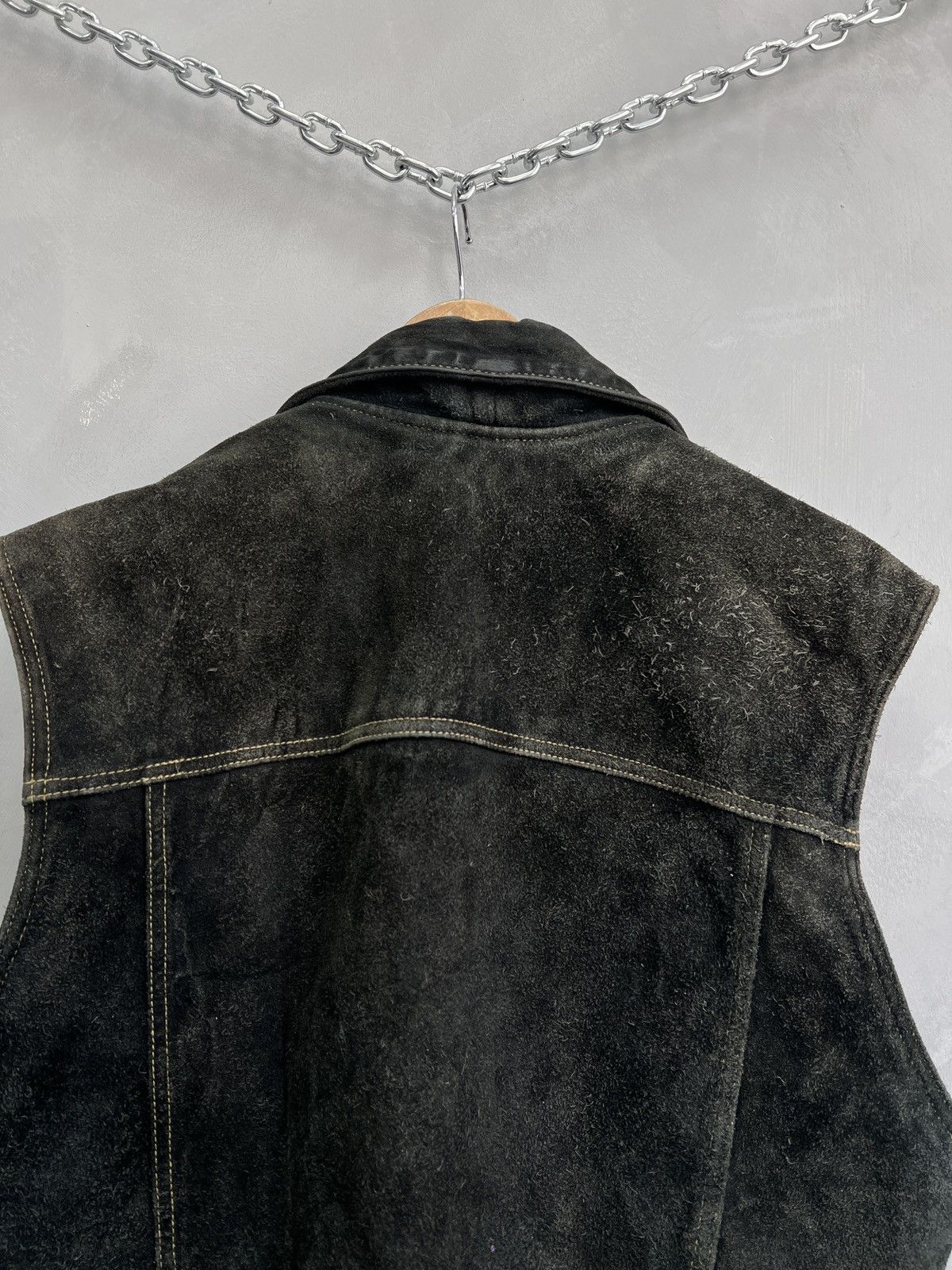 Diesel × Vintage Trucker diesel Leather Jacket vest Suede Black Vintage 90s Size US M / EU 48-50 / 2 - 11 Thumbnail