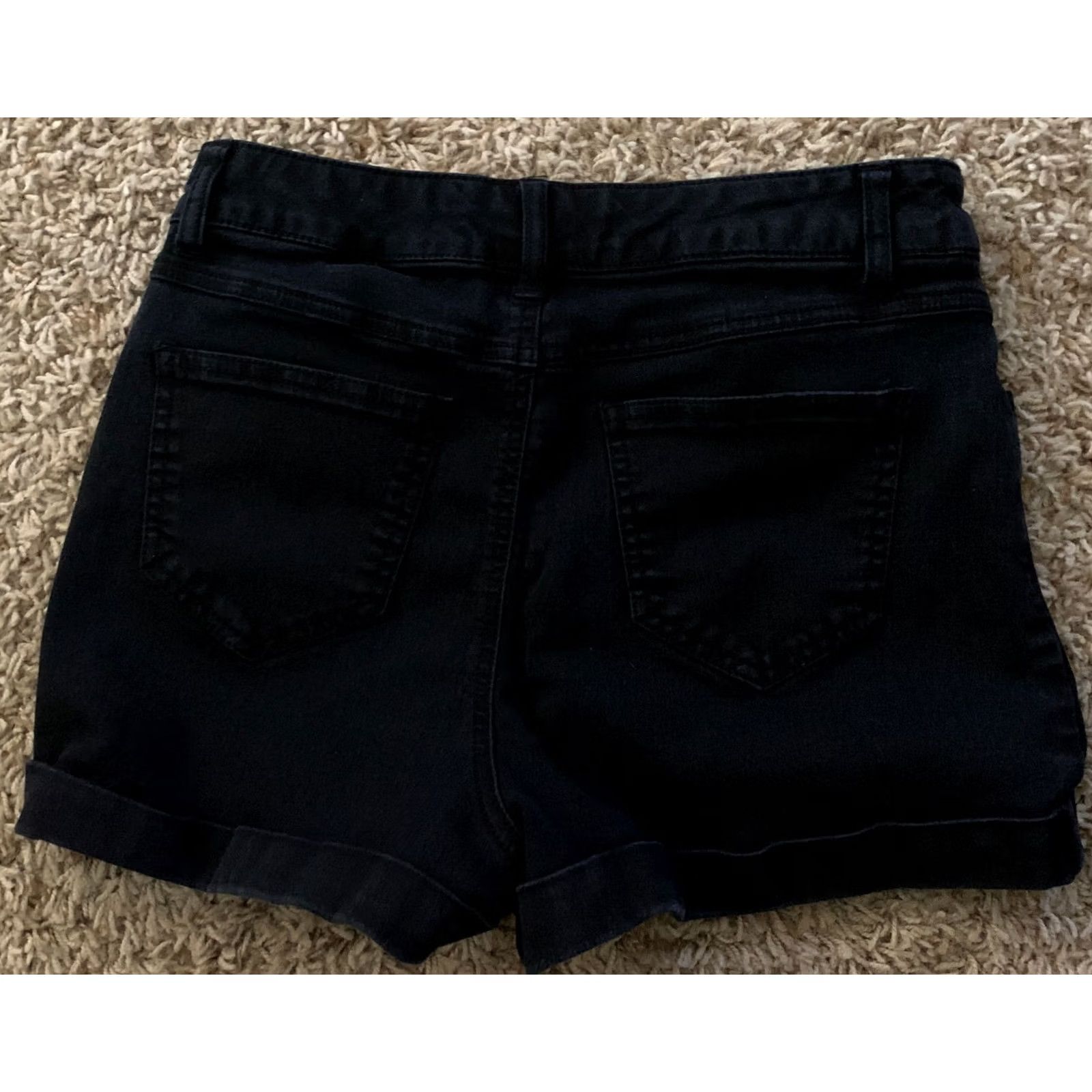 Vintage Boom Boom Jeans Black Denim Shorts Juniors Size 7 High Rise Cuffed Size 28" / US 6 / IT 42 - 2 Thumbnail