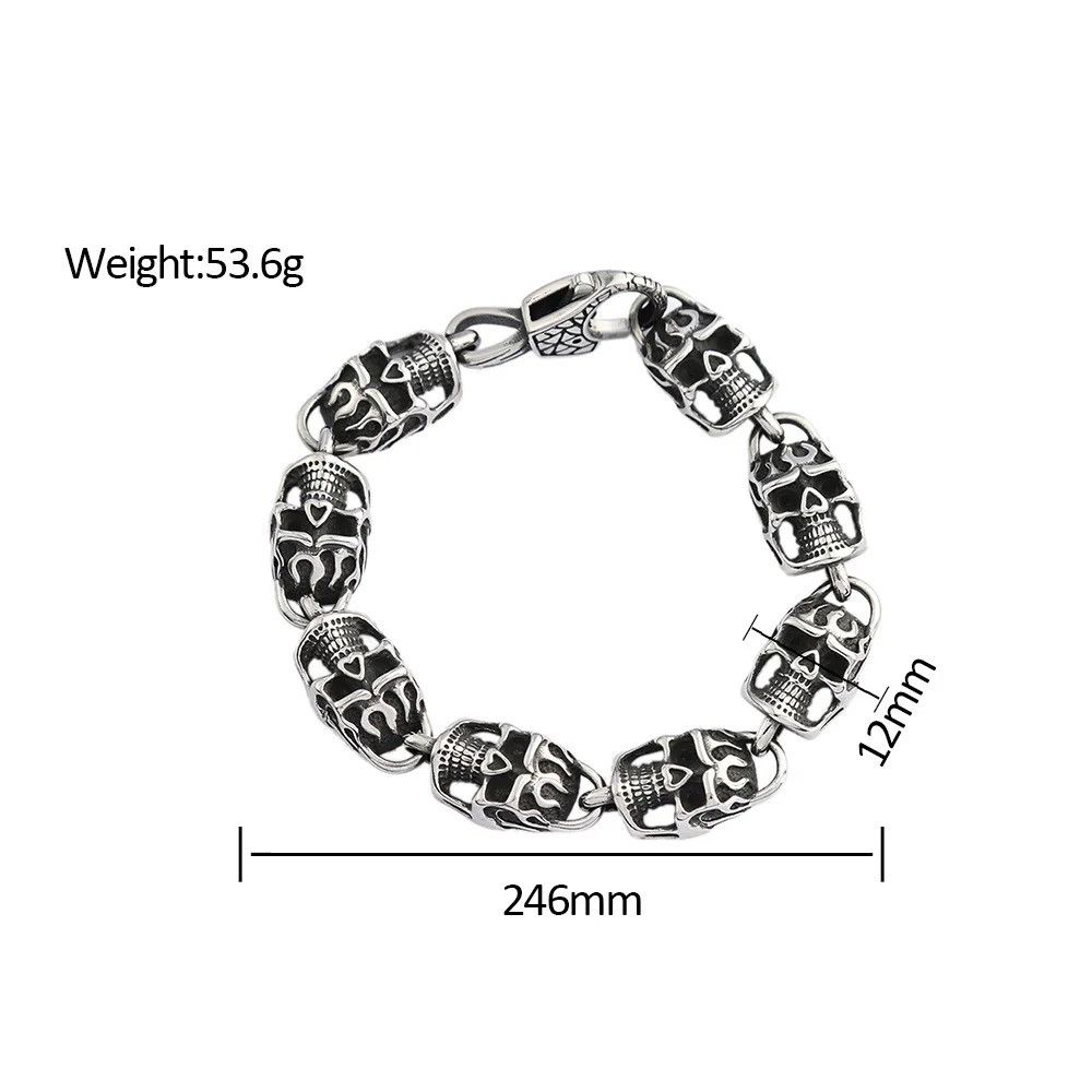 Jewelry Hip Hop Skeleton Skull Stainless Steel Bracelet Size ONE SIZE - 6 Thumbnail