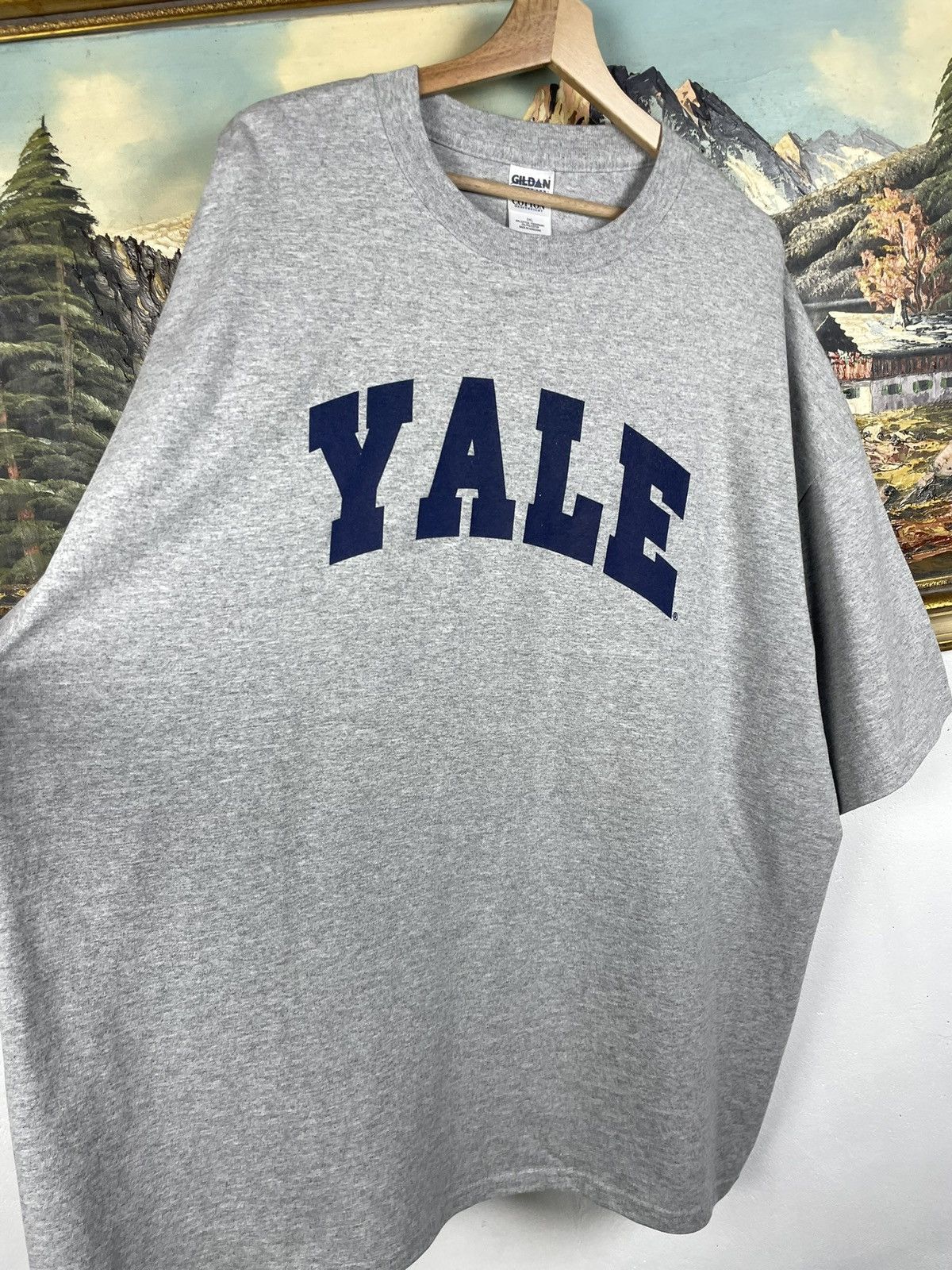 Vintage Yale Vintsge Y2k Gray Tee University College Baggy Oversize Size US XXL / EU 58 / 5 - 6 Thumbnail