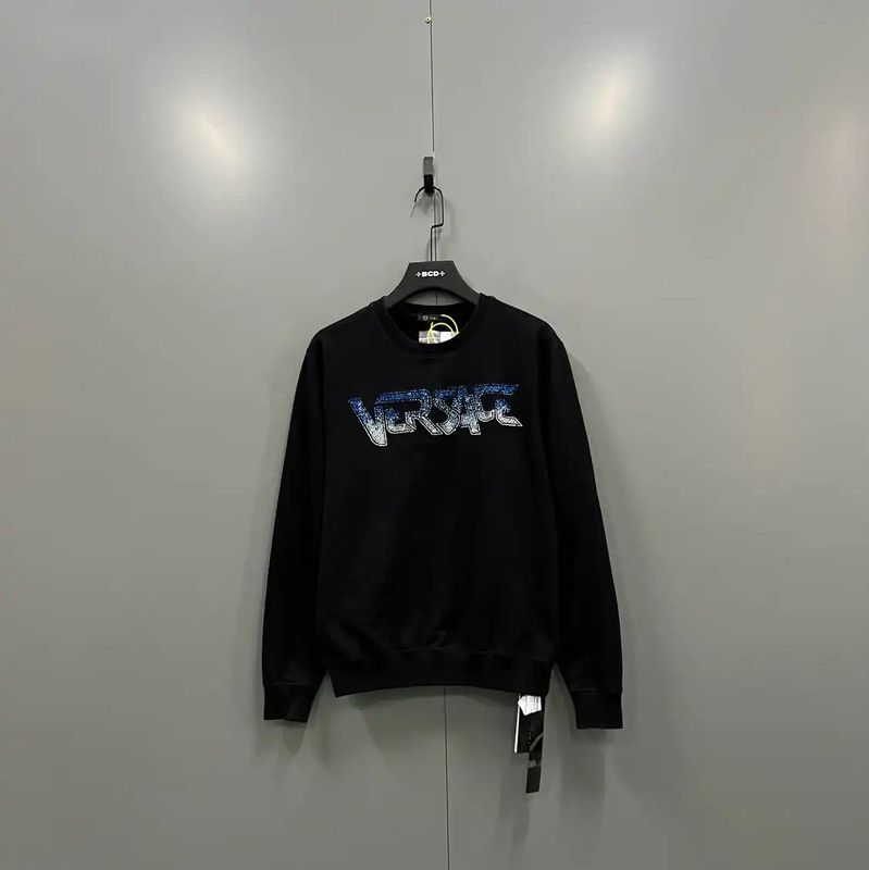 Versace Versace Black Cotton Long Sleeve Crop Sweatshirt 0089 Size S / US 4 / IT 40 - 1 Thumbnail