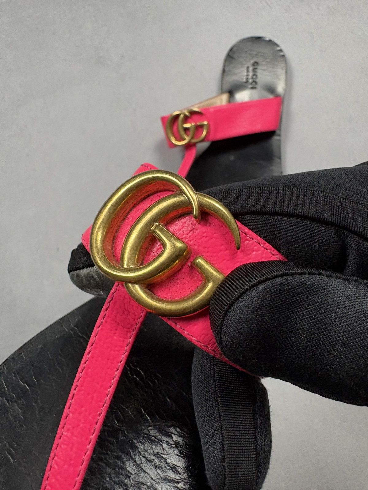 Gucci Gucci GG Marmont Thong Double G Leather Sandals Pink 36 Size US 6 / IT 36 - 9 Thumbnail