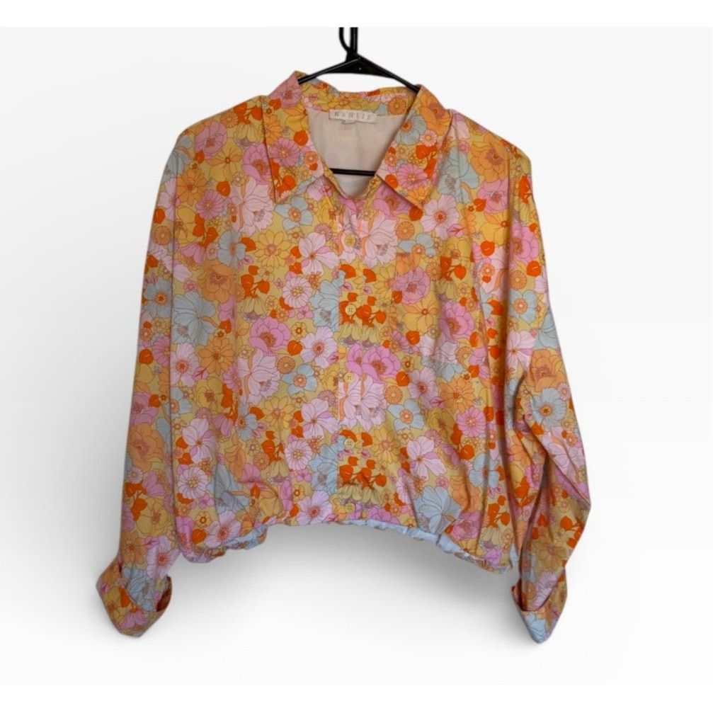 Other Karlie Multicolor Floral Long Sleeve Button Up Collar Blouse Size S / US 4 / IT 40 - 2 Thumbnail